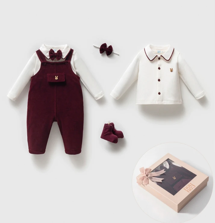 Premium Kadife Erkek Bebek Papyon Detay Gömlek Tulum Patik Özel Kutulu Set