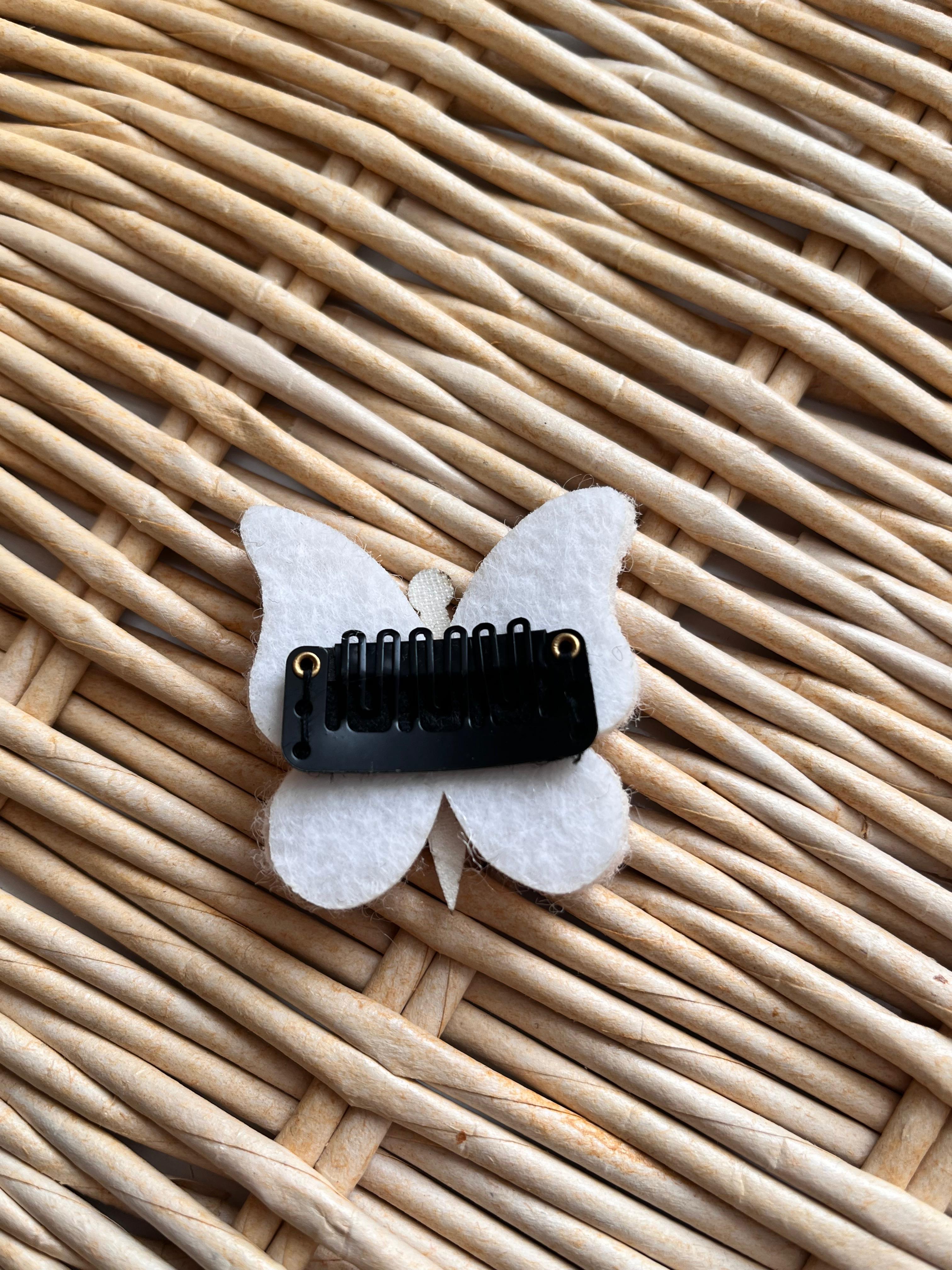 Peluş Kelebek Saçlı/ Saçsız Bebek Tokası Bej