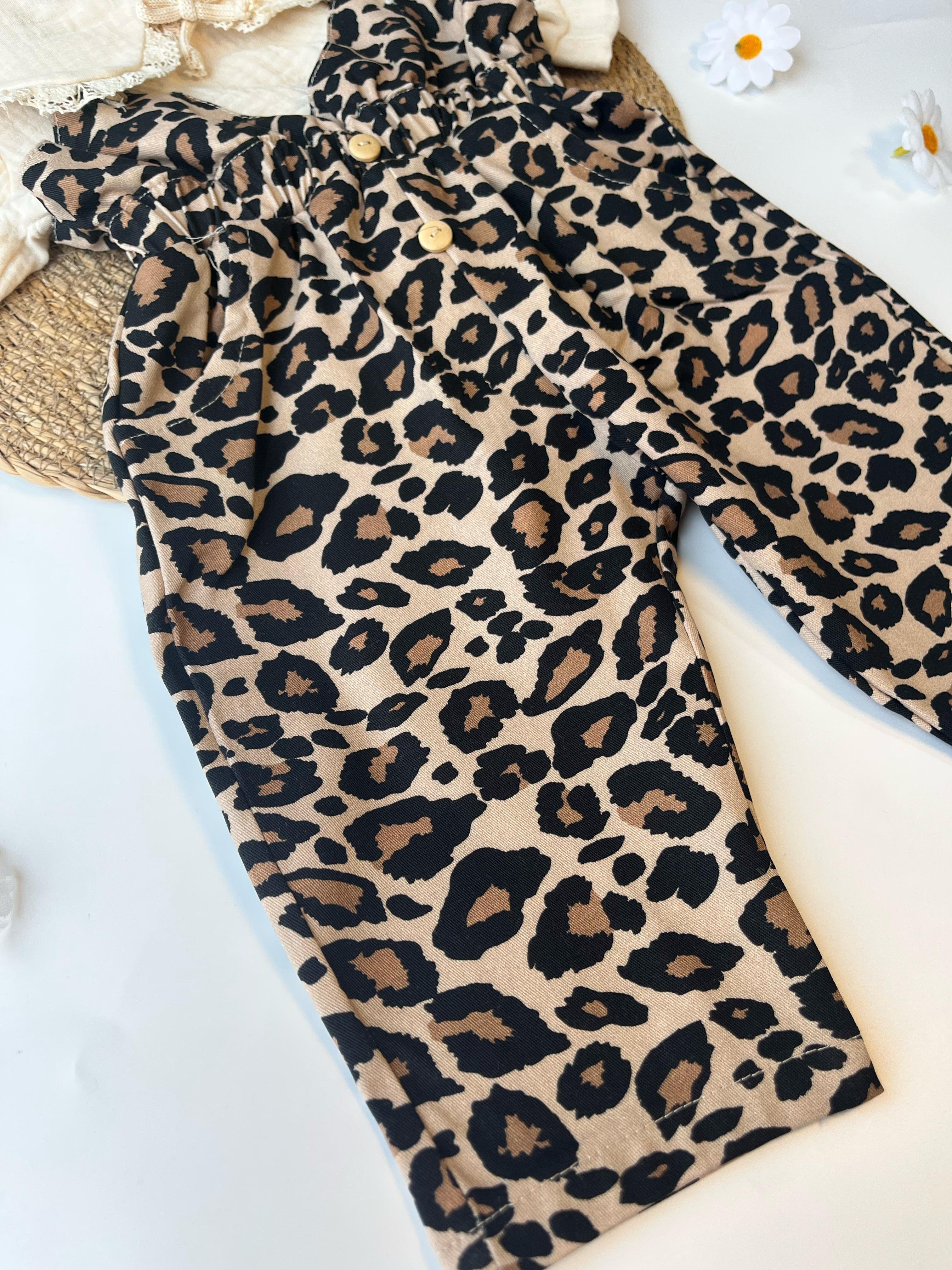 Leopar Salopet ve Bebe Yaka Müslin Tshirt