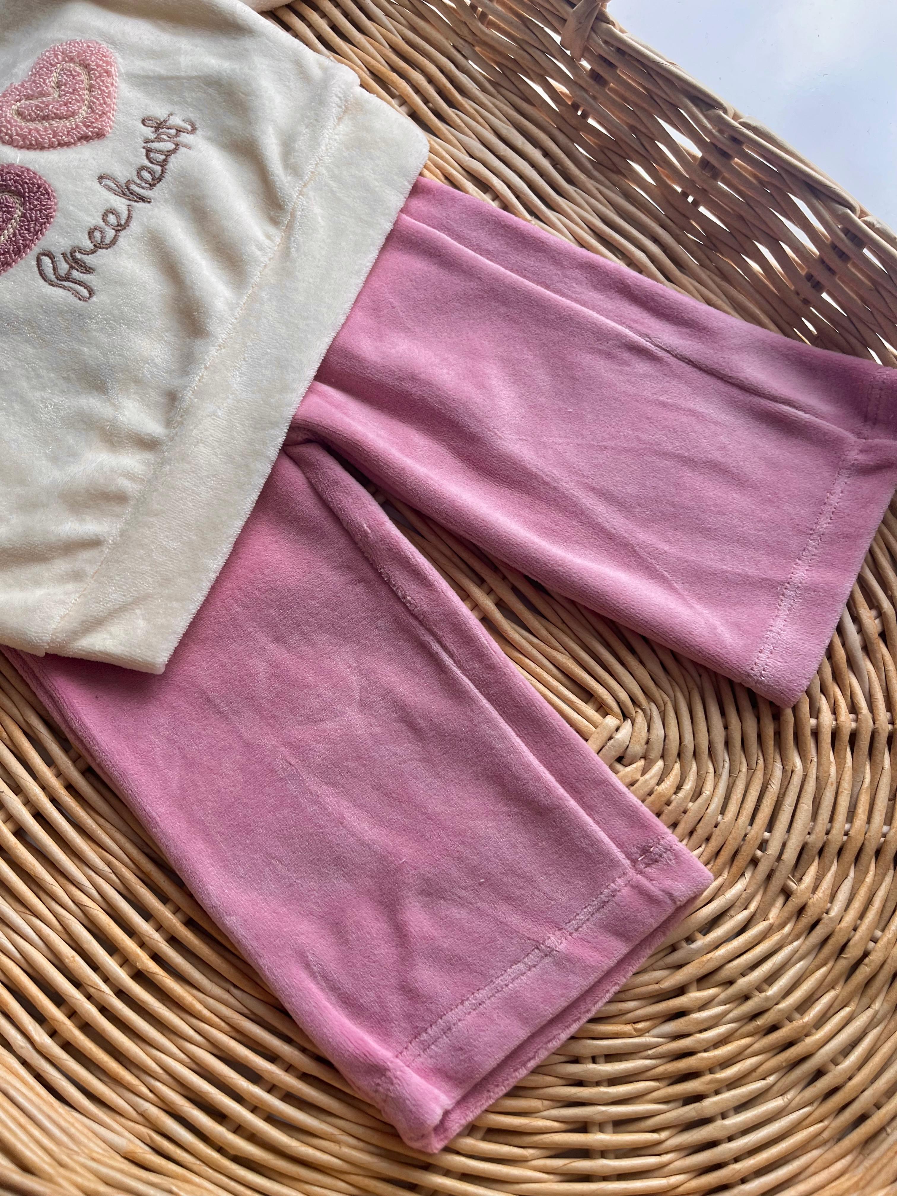 Lovely Kadife Yaka Detaylı Takım Pembe