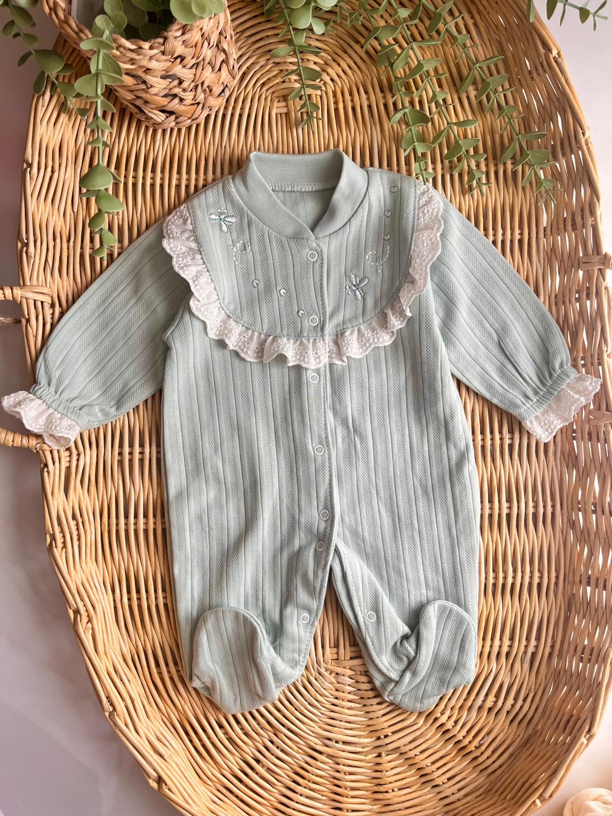 Fisto Yaka Kenarlı Tulum Mint Yeşili