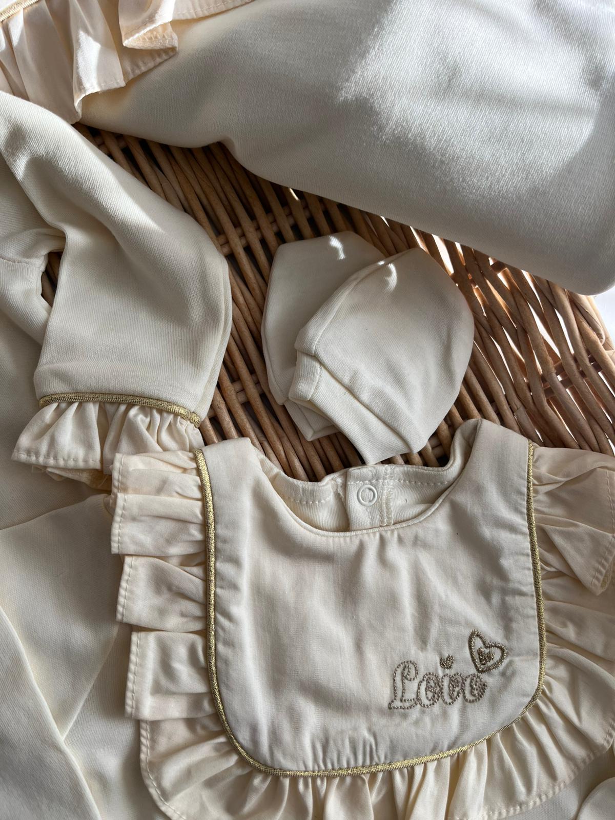 %100 Pamuk Premium Love Nakışlı 10 Parça Yenidoğan Set