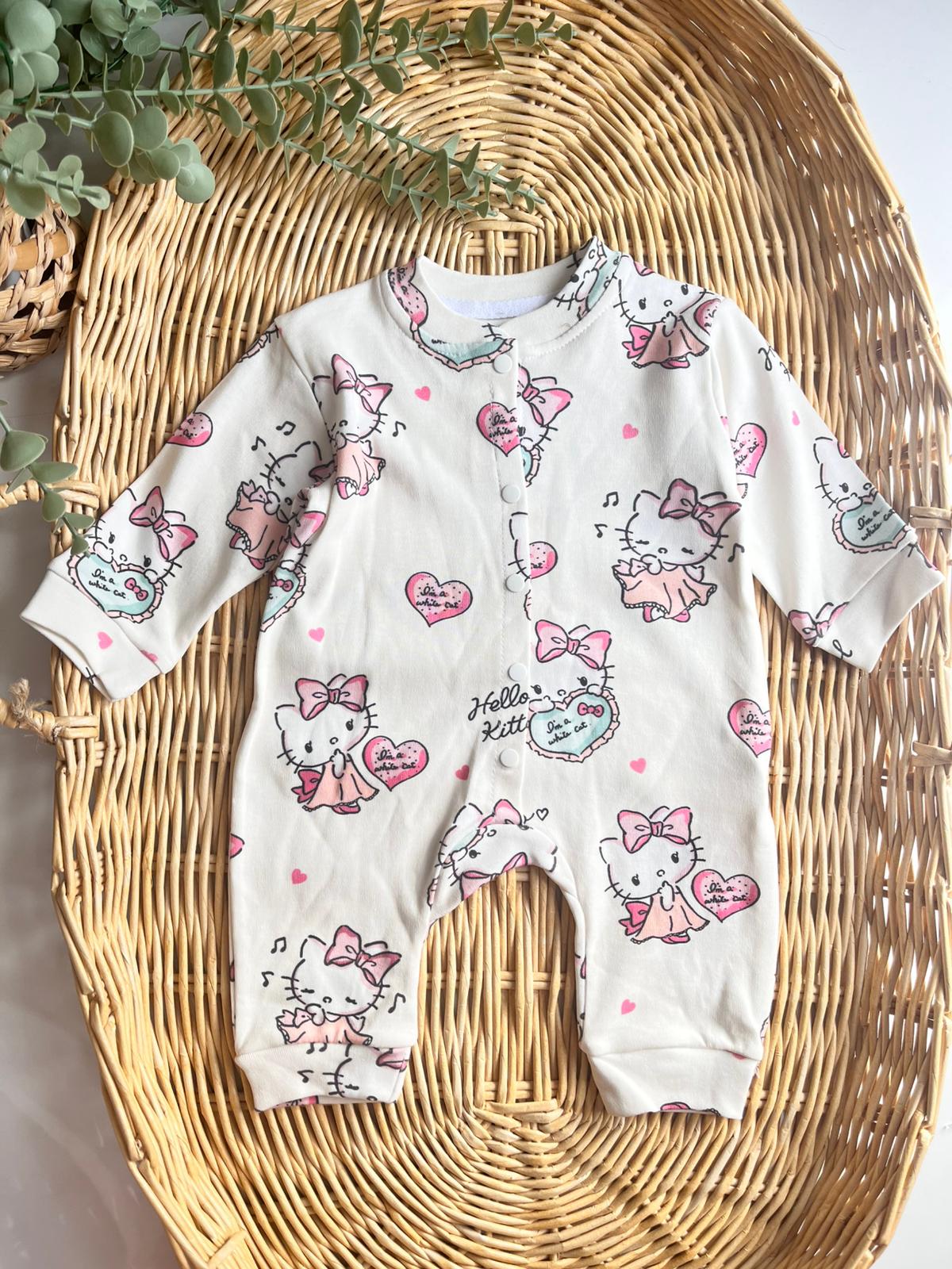 Hello Kitty Desen %100 Pamuk Tulum Beyaz