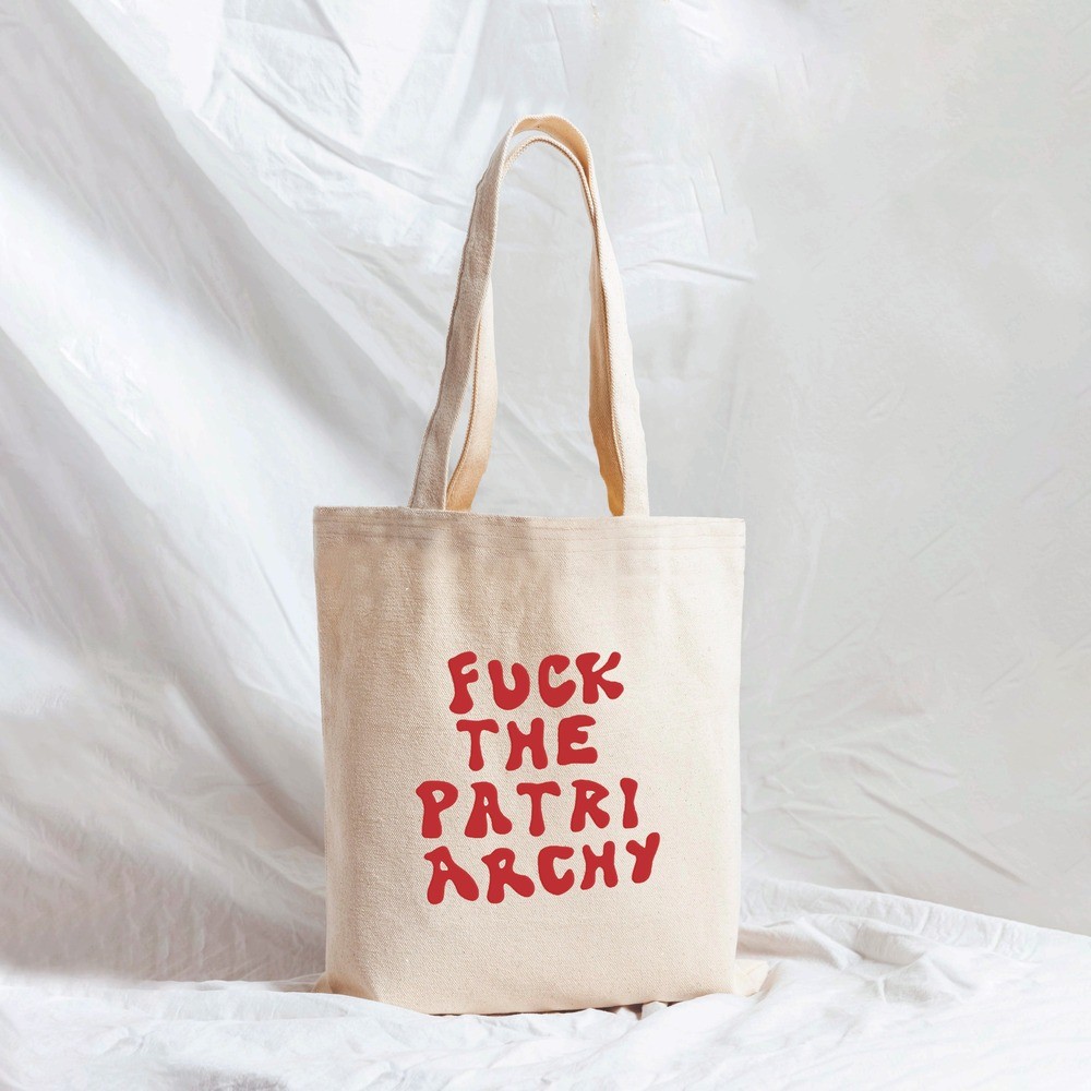 “fuck the patriarchy” kanvas tote bag