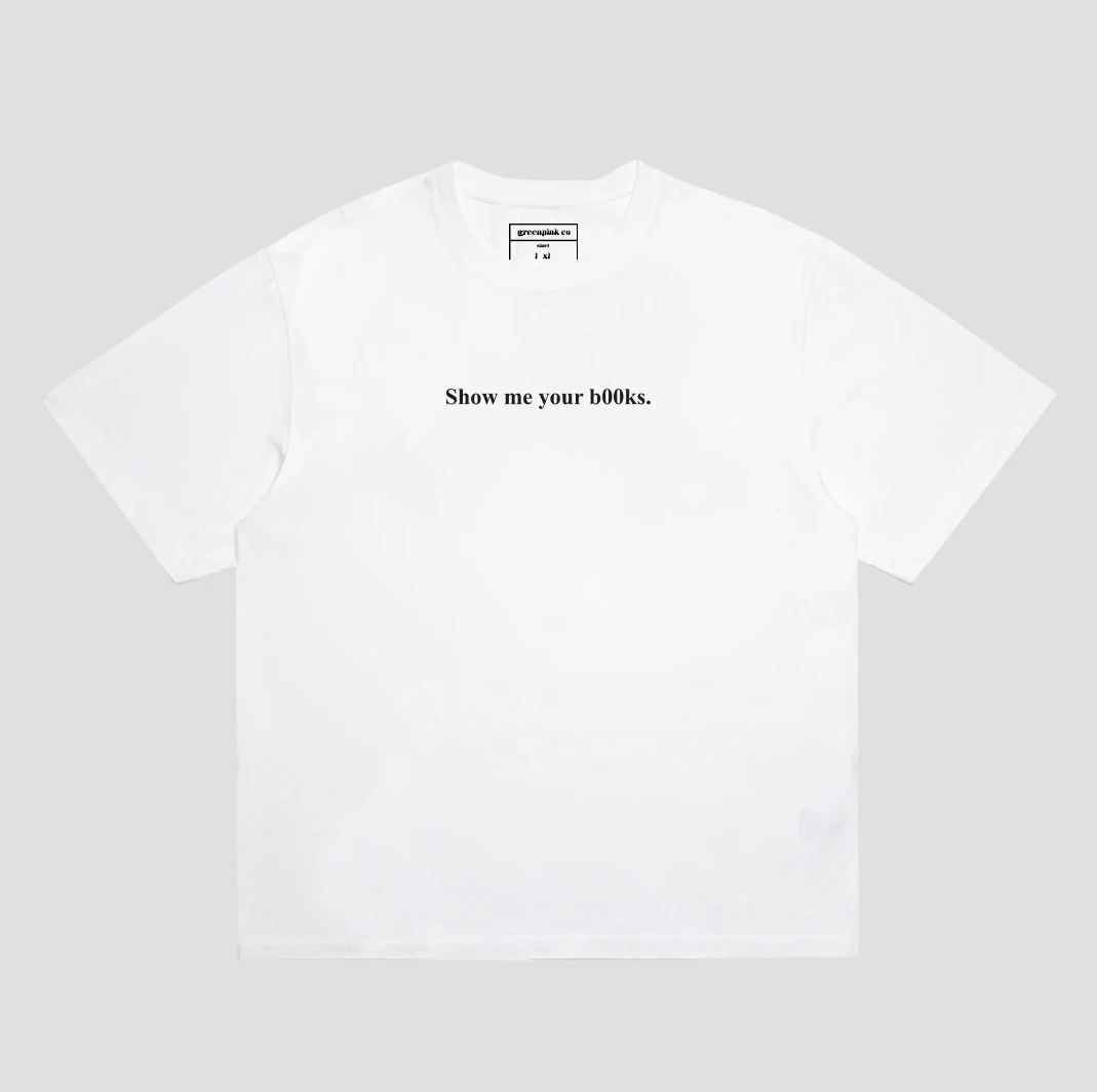 dua lipa's "show me your b00ks" t-shirt