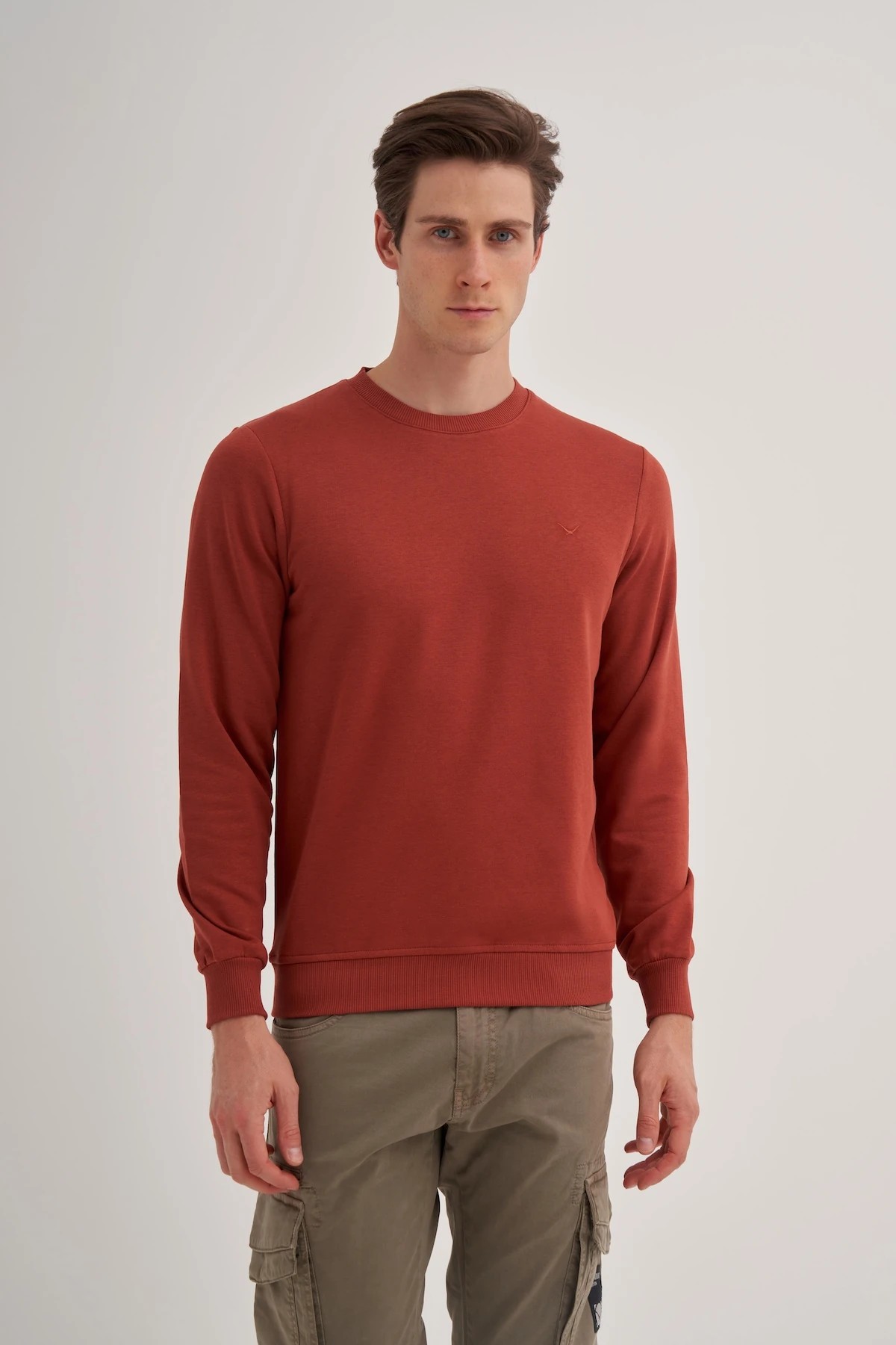 CAZ 56100 Kiremit Bisiklet Yaka Erkek Sweatshirt