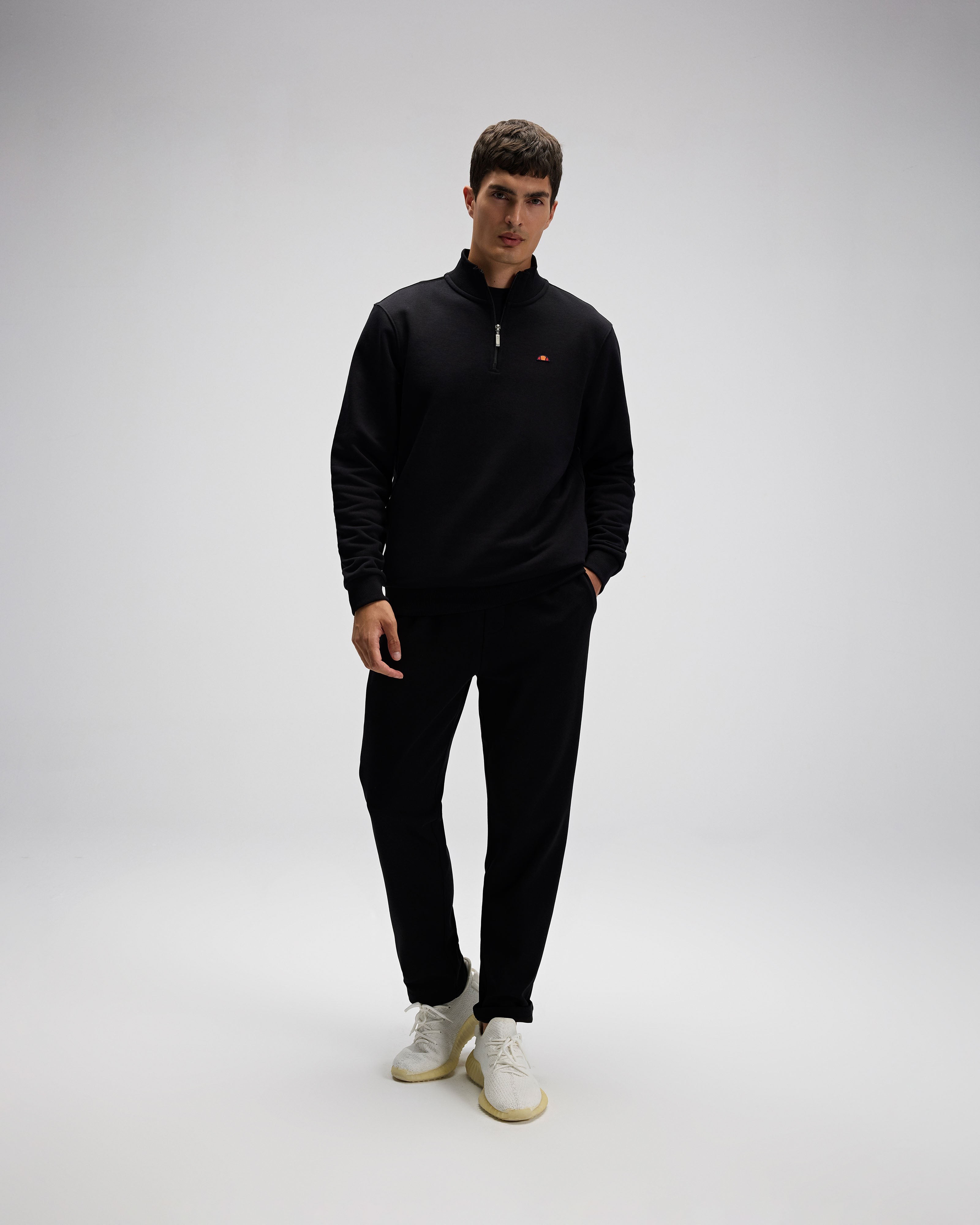 Siyah Erkek Yarım Fermuarlı Sweatshirt EM580-BK
