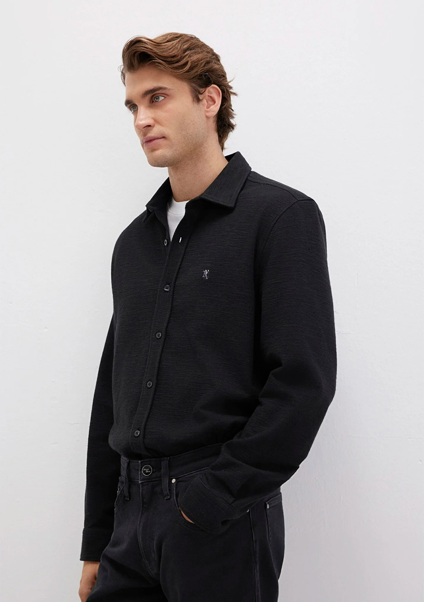 Erkek Uzun Kol Siyah Gömlek