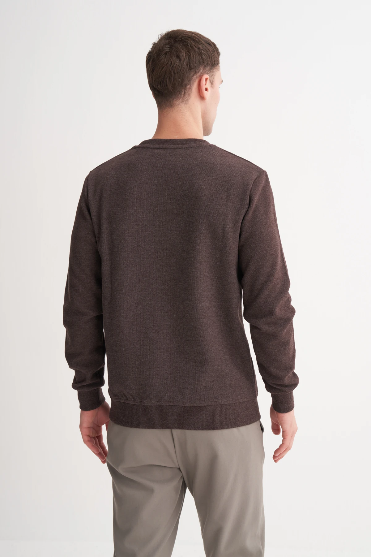 Bisiklet Yaka Erkek Kahverengi Sweatshirt CAZ 56400