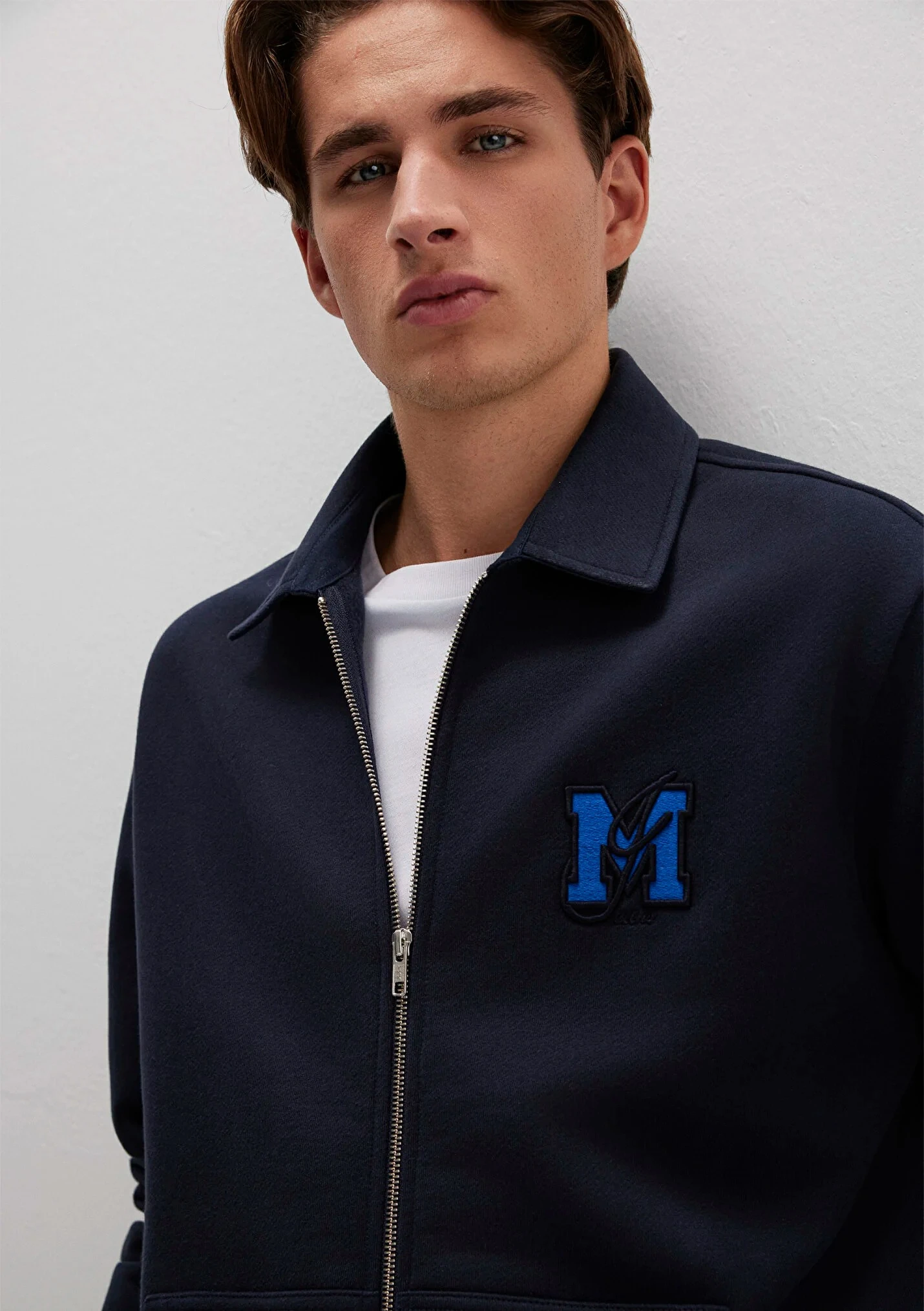 Erkek Lacivert Fermuarlı Sweatshirt