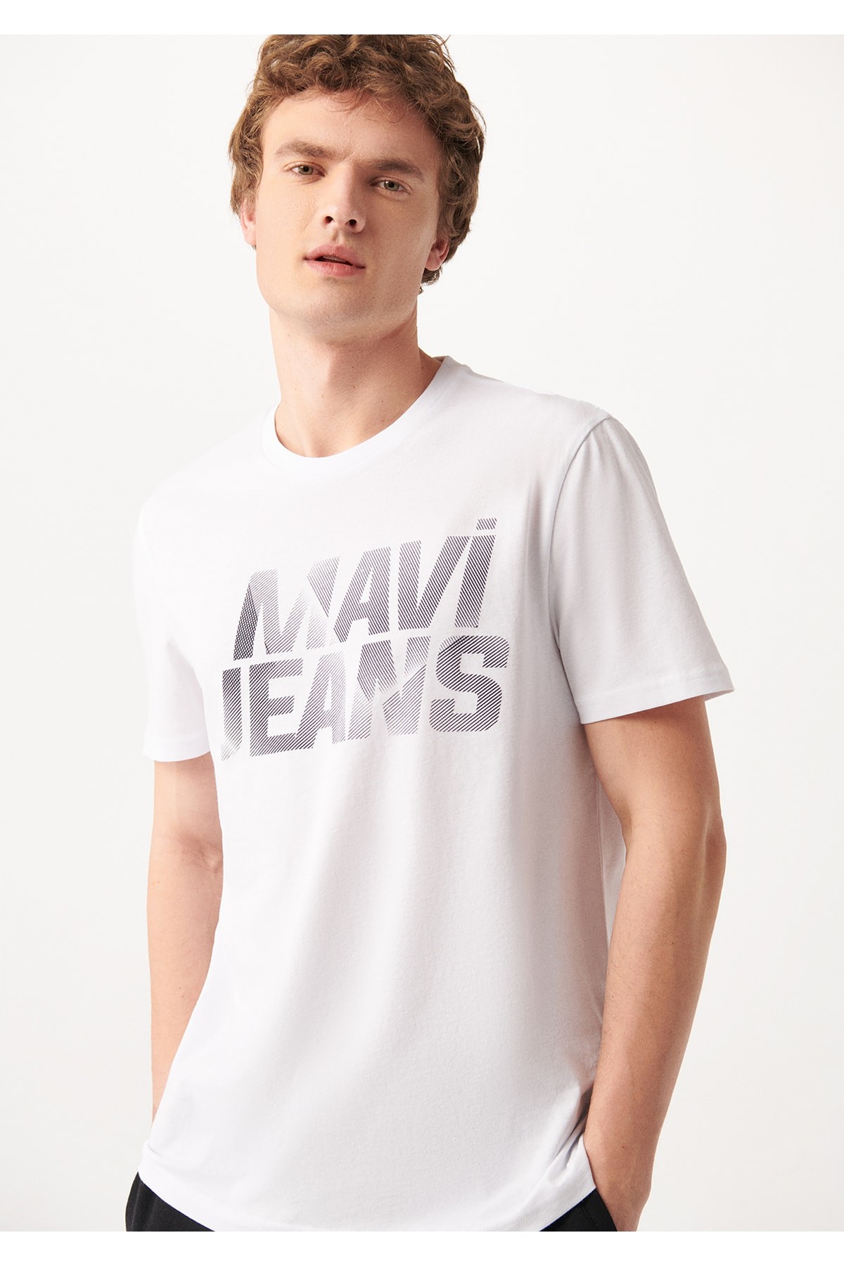Mavi Mavi Logo Baskılı Tişört Beyaz