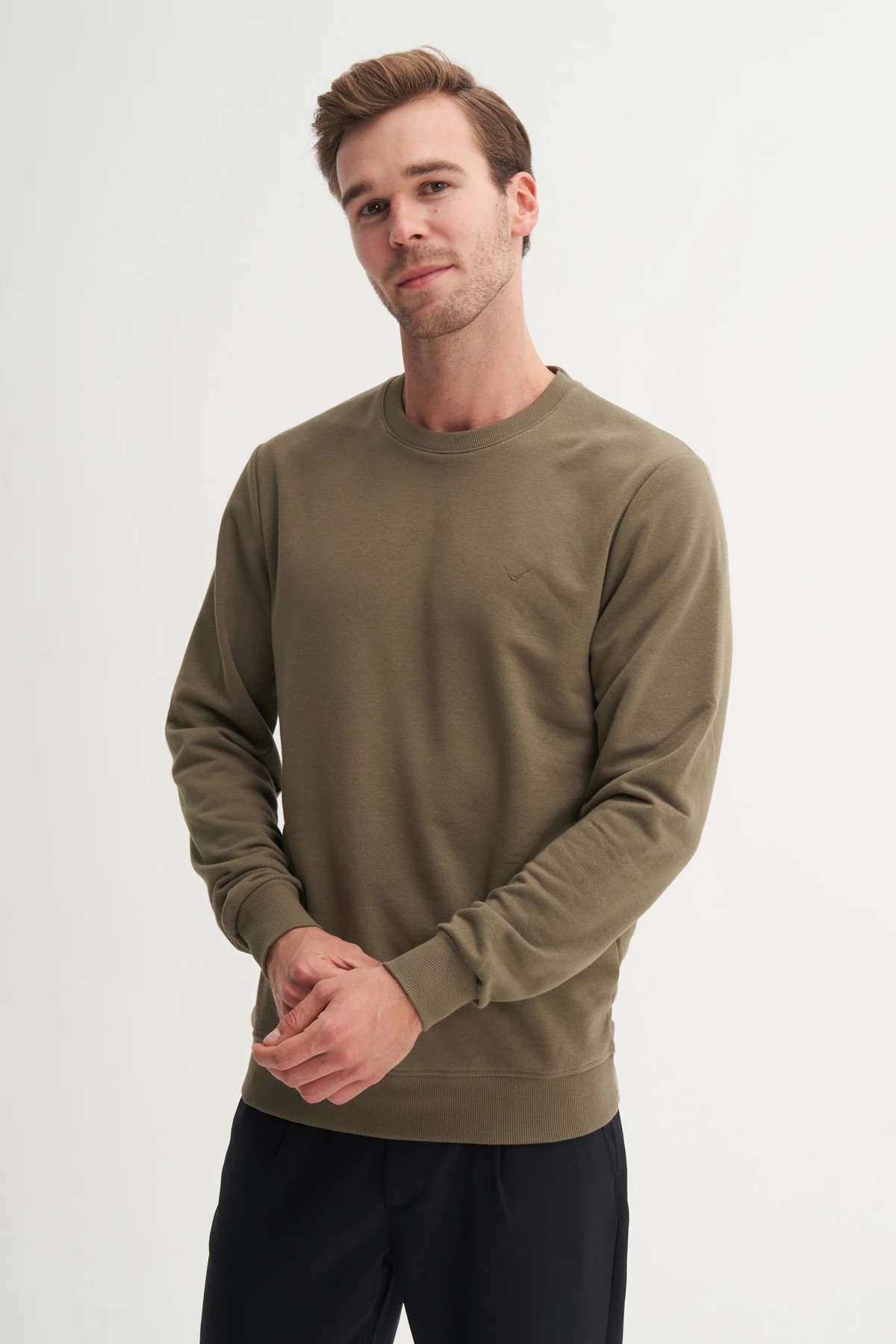CAZ 56100 Haki Bisiklet Yaka Erkek Sweatshirt