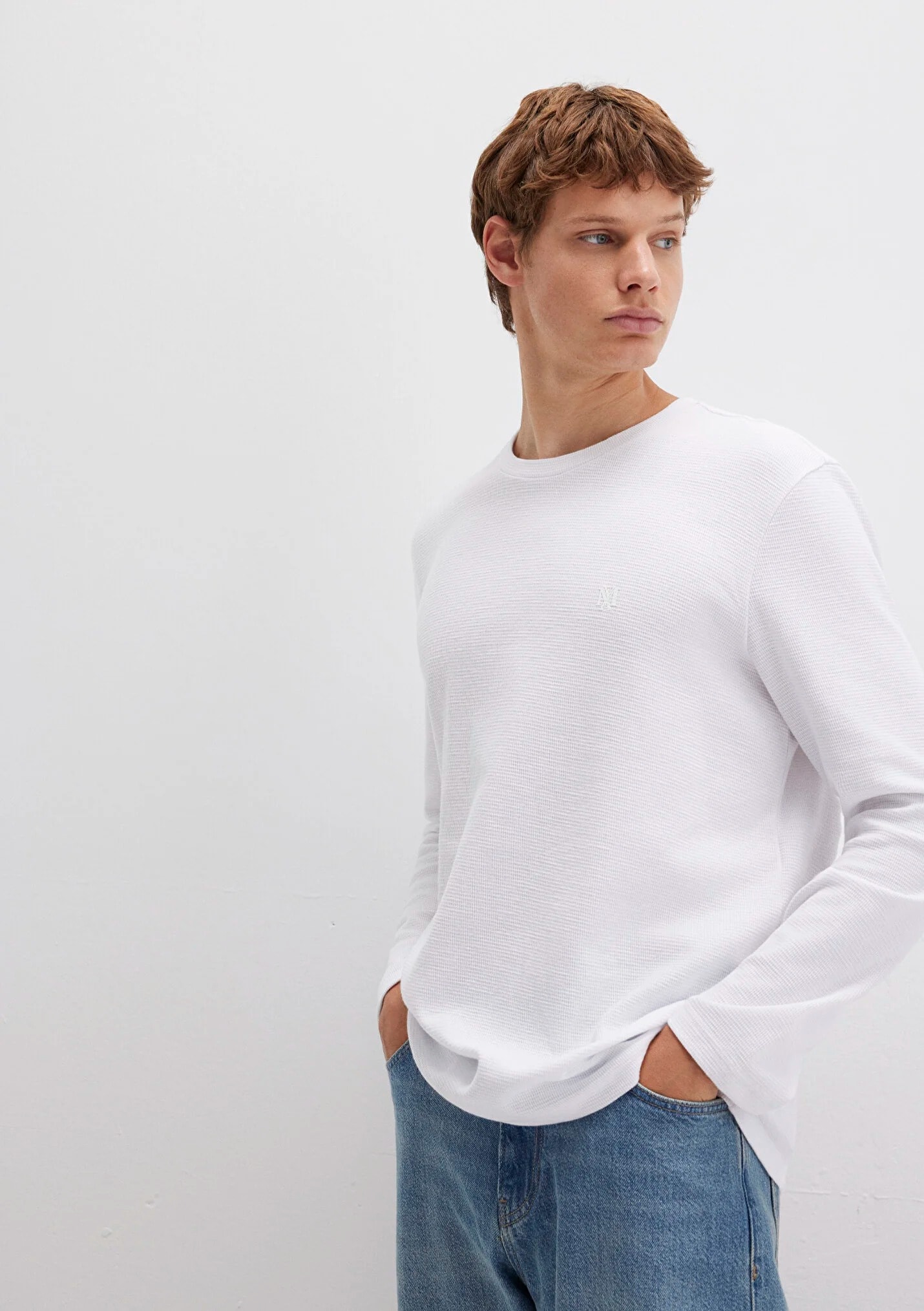 Uzun Kol Erkek Beyaz Basic Sweatshirt 065755-620