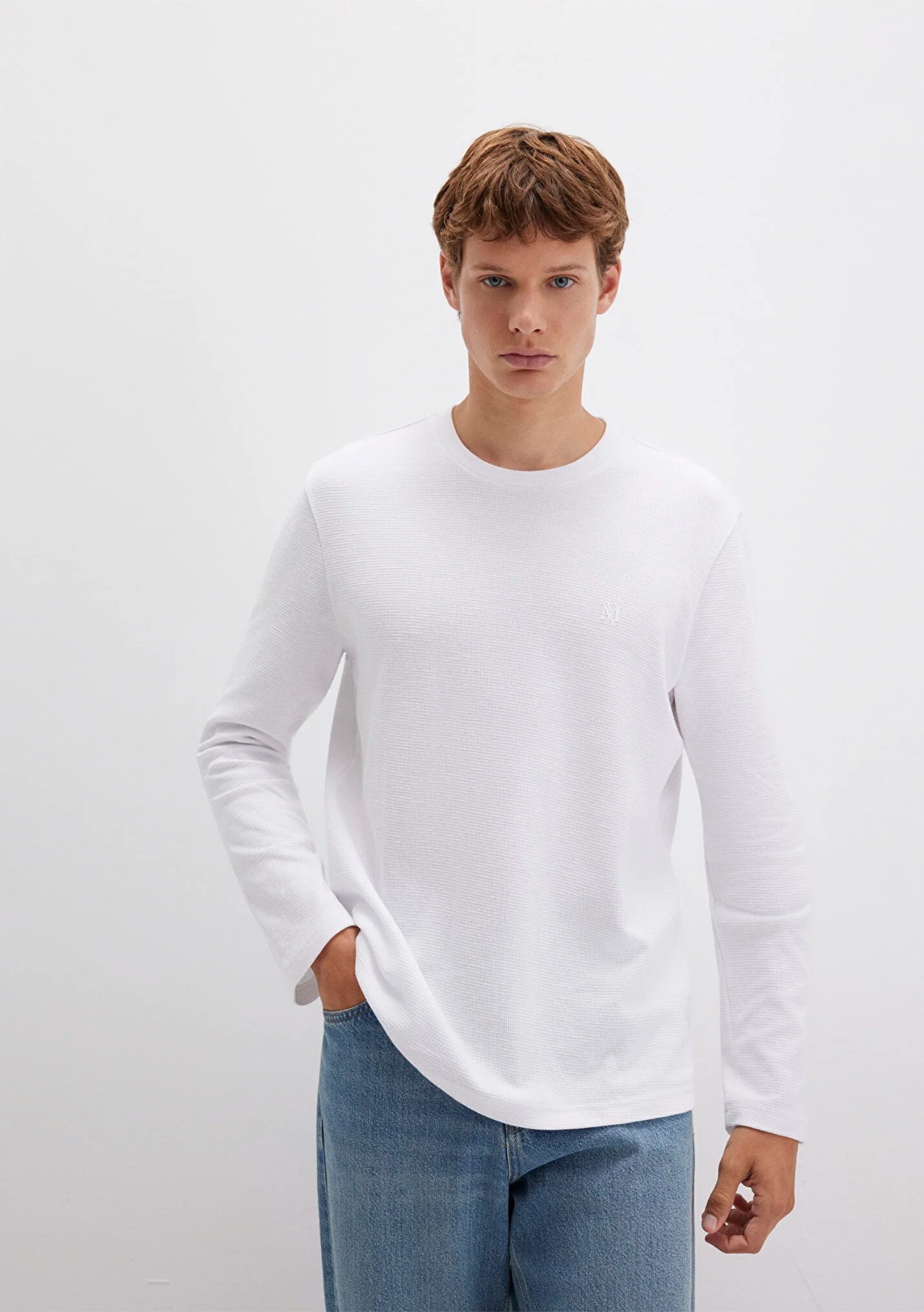 Uzun Kol Erkek Beyaz Basic Sweatshirt 065755-620