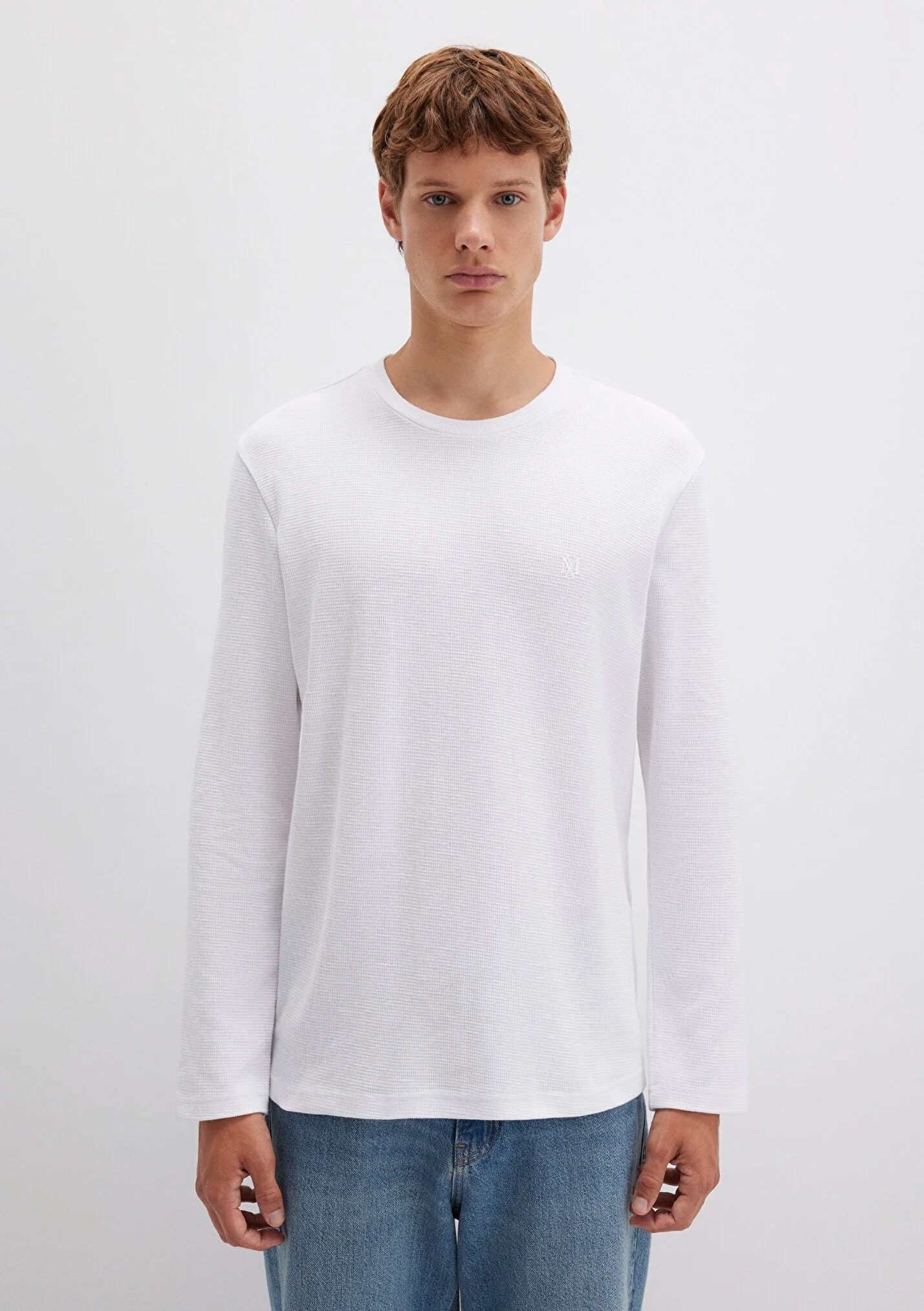 Uzun Kol Erkek Beyaz Basic Sweatshirt 065755-620