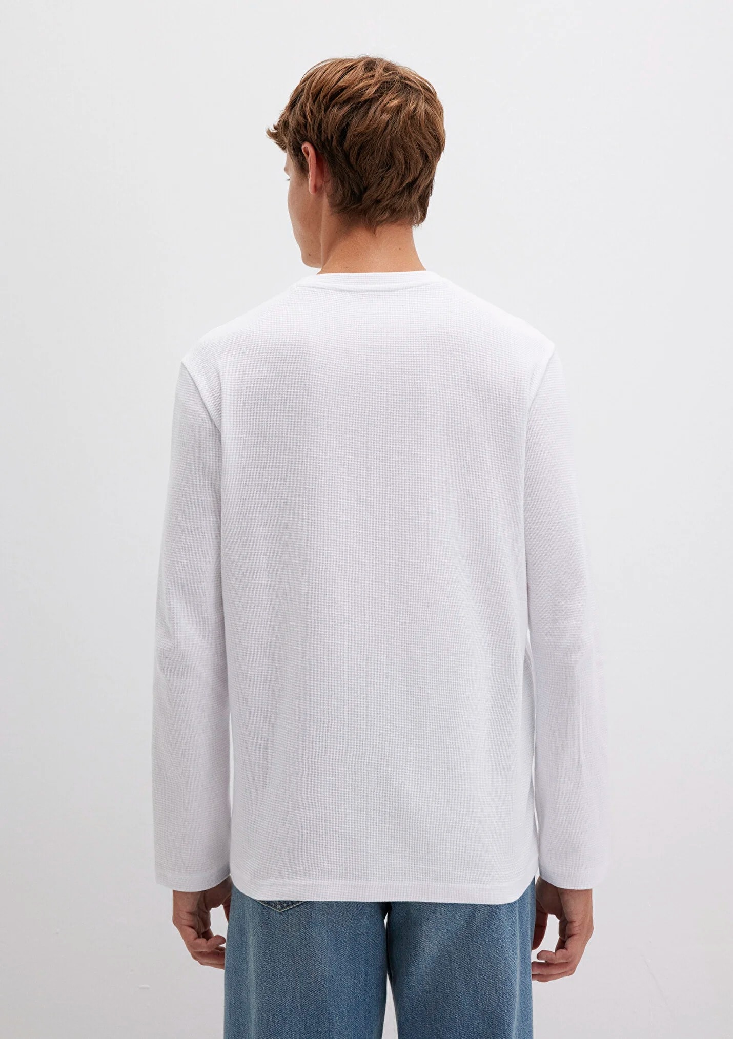 Uzun Kol Erkek Beyaz Basic Sweatshirt 065755-620
