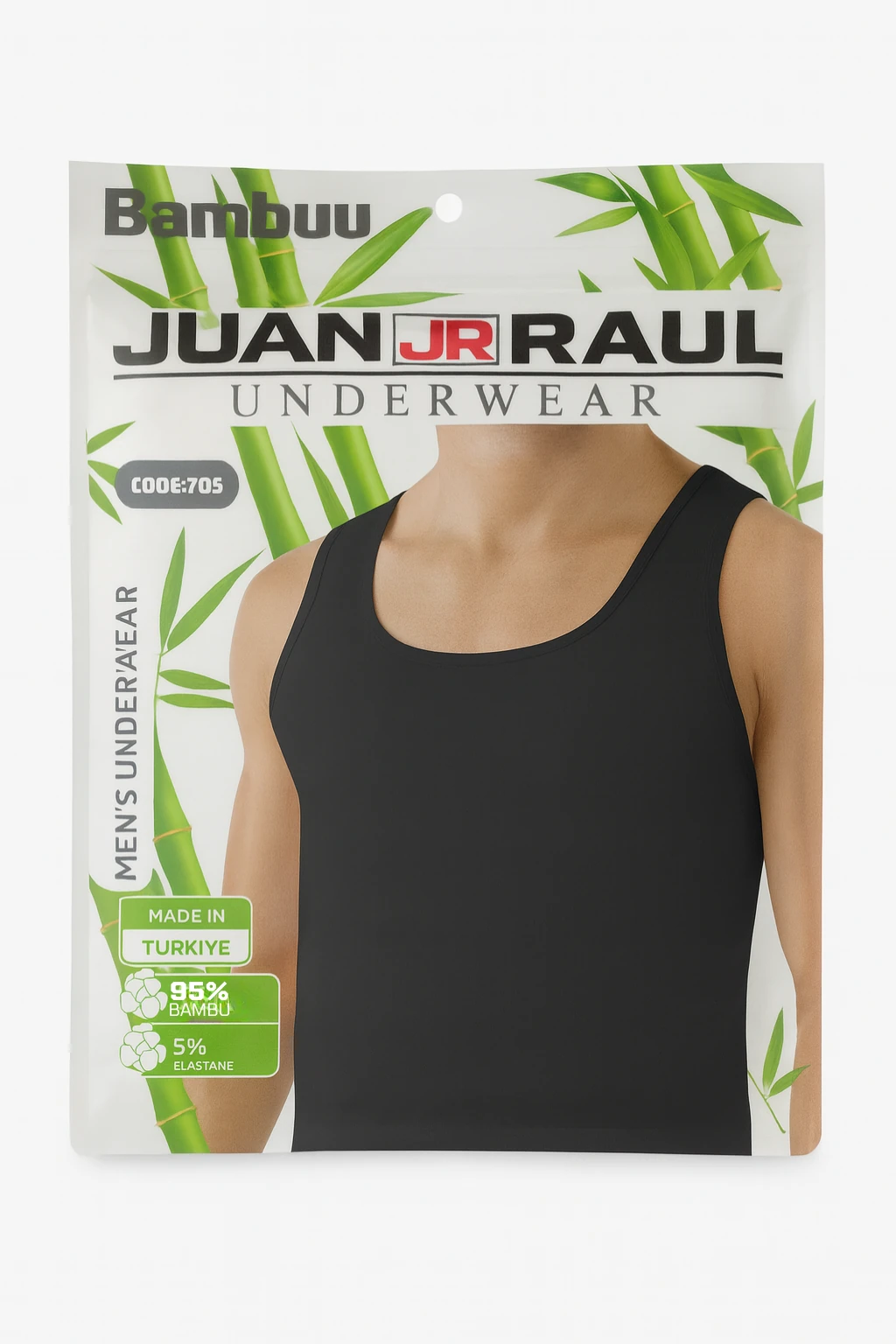 Likralı Bambu Erkek Siyah Atlet