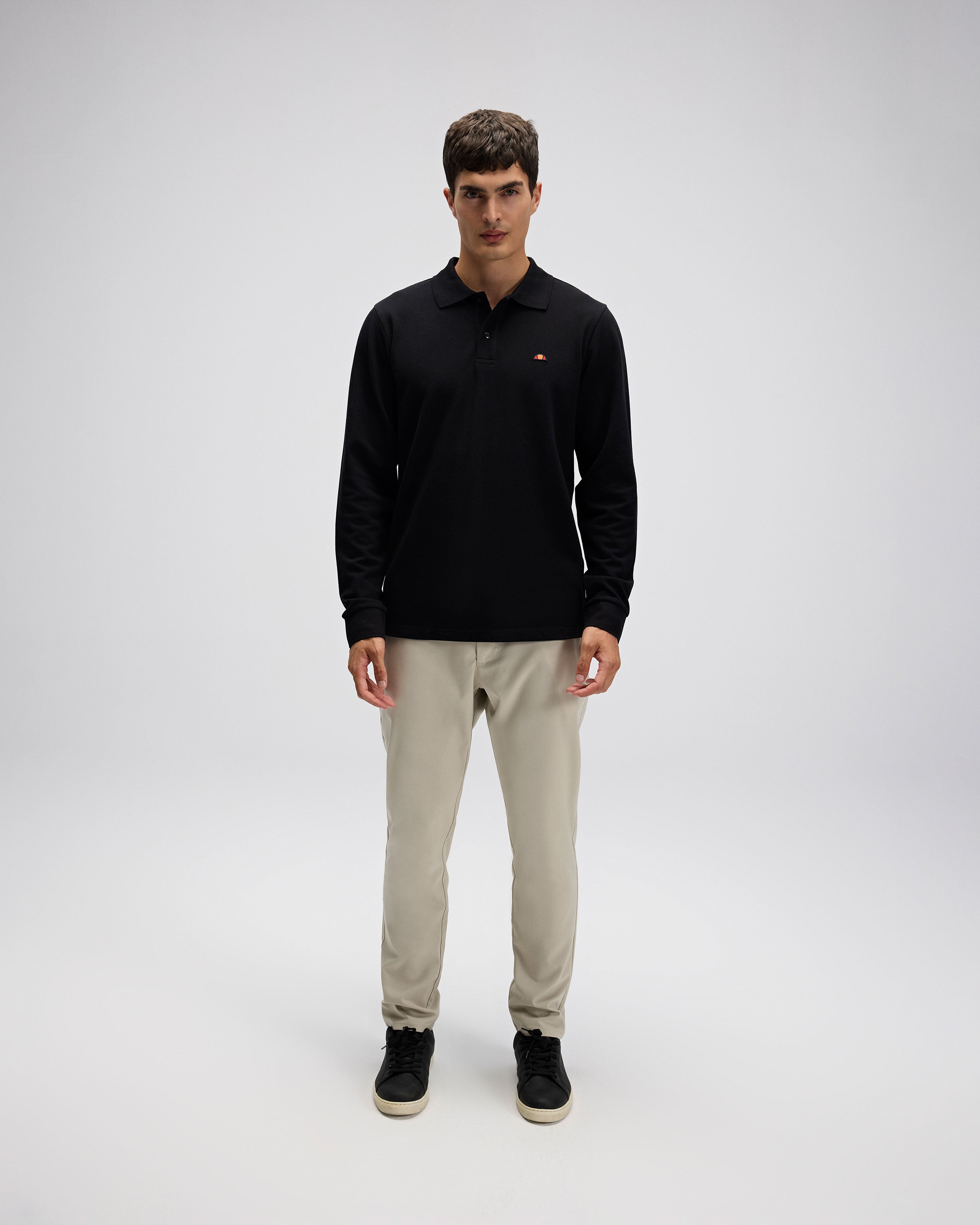 Erkek Polo Yaka Siyah Sweatshirt EM582-BK