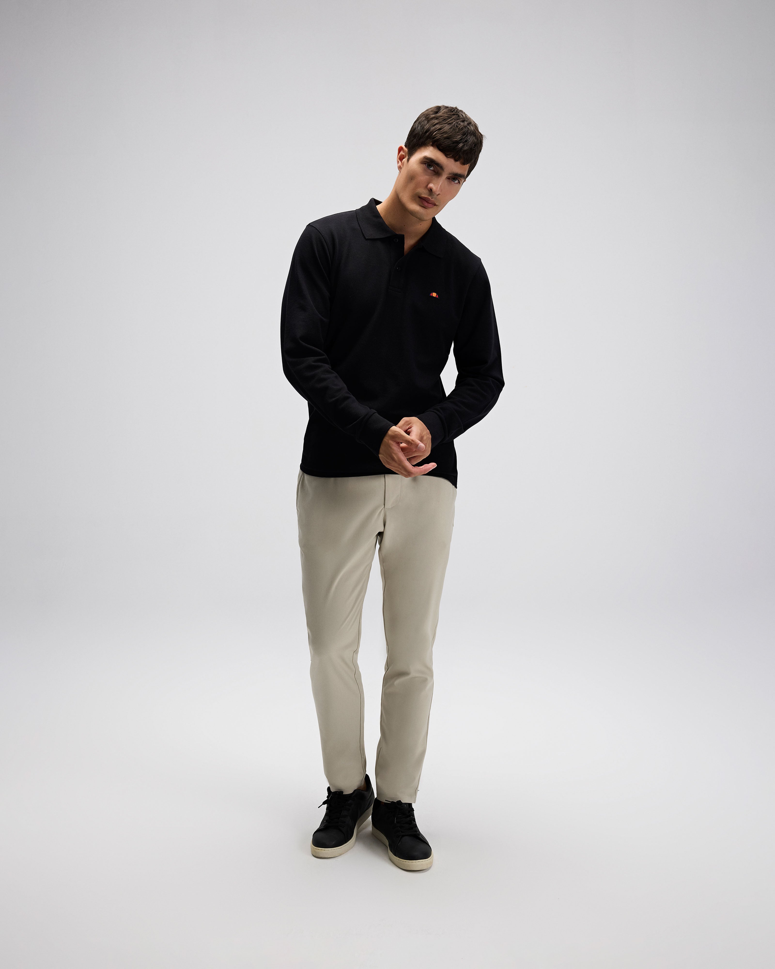 Erkek Polo Yaka Siyah Sweatshirt EM582-BK