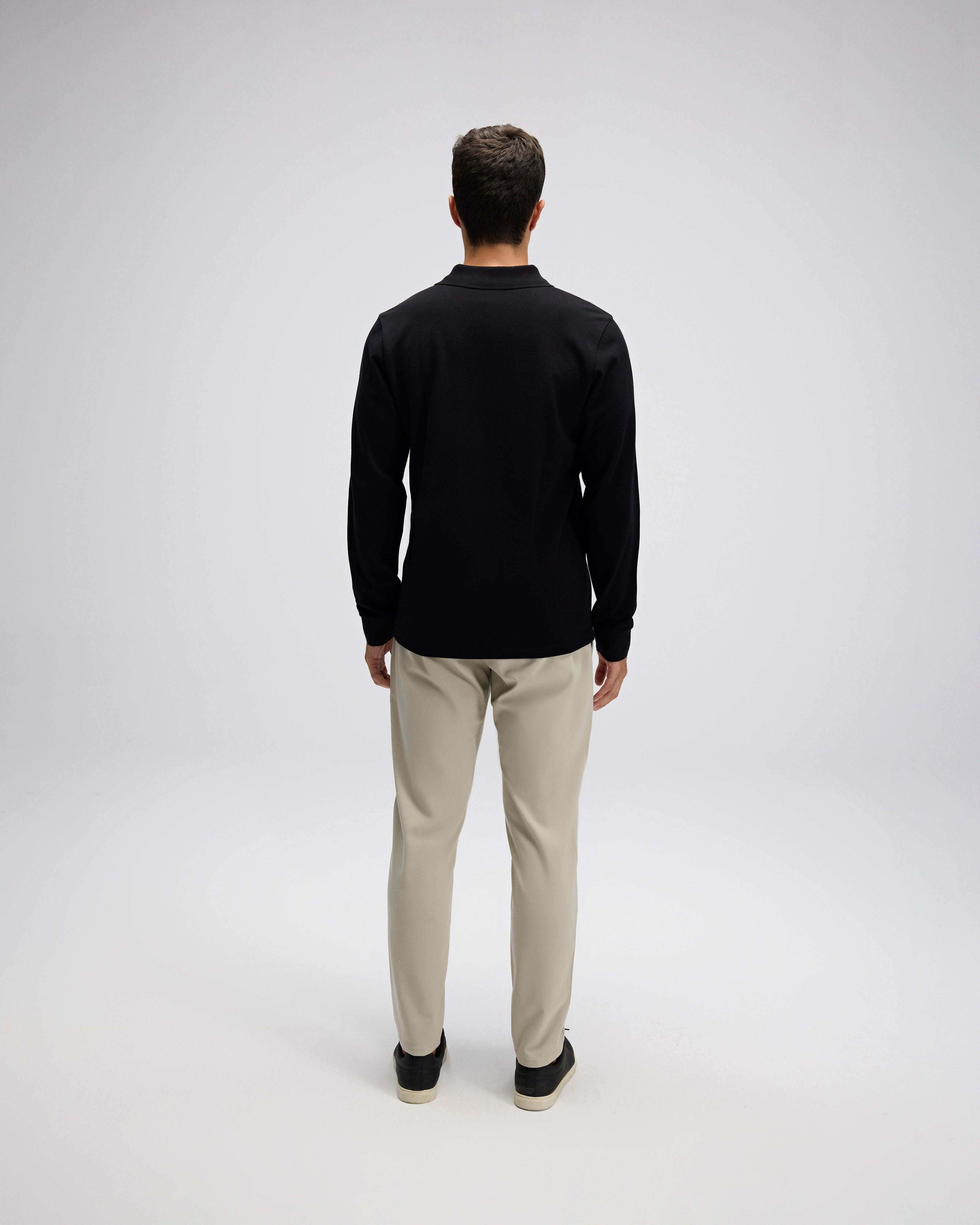 Erkek Polo Yaka Siyah Sweatshirt EM582-BK