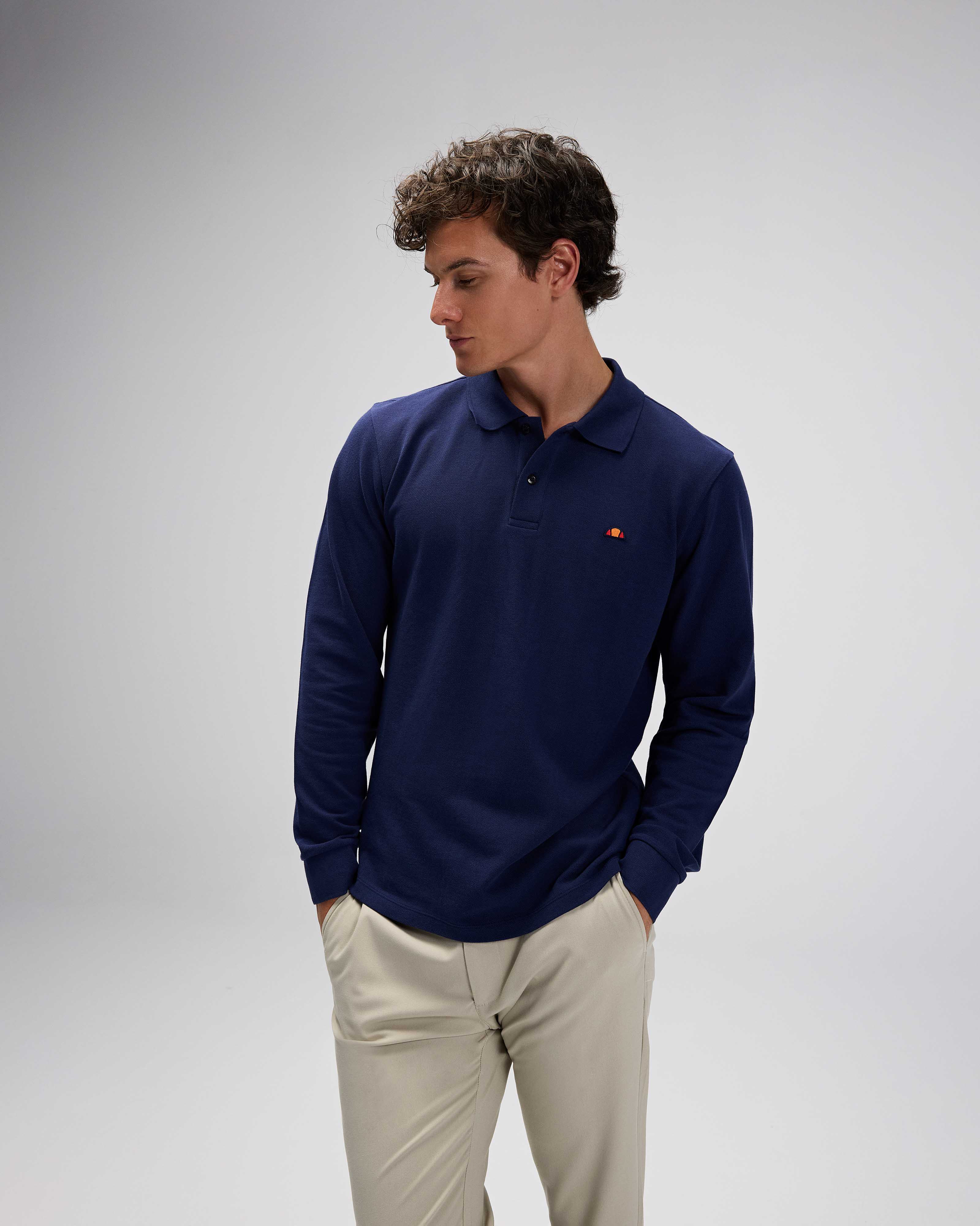 Erkek Lacivert Polo Yaka Sweatshirt EM582-NV