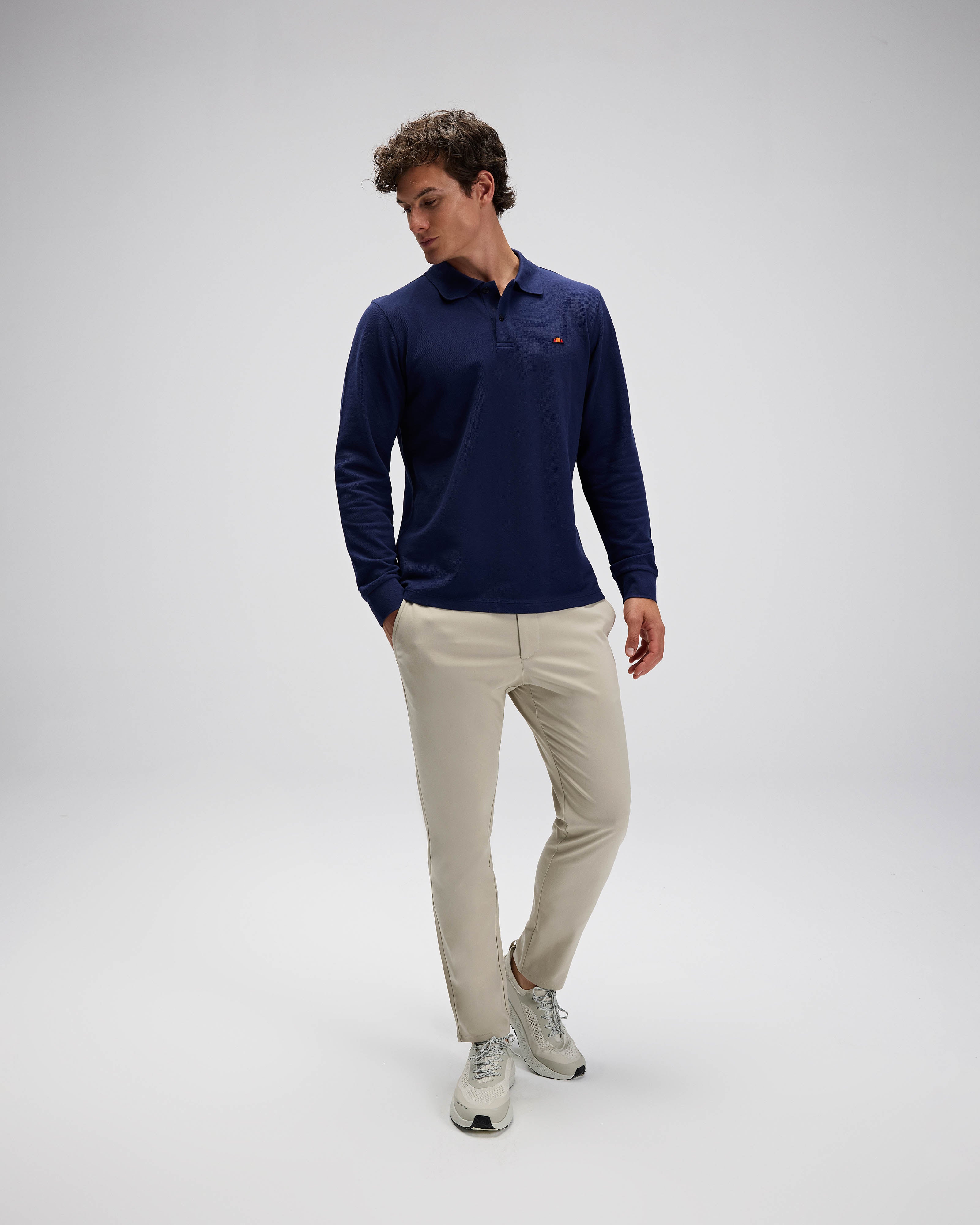 Erkek Lacivert Polo Yaka Sweatshirt EM582-NV