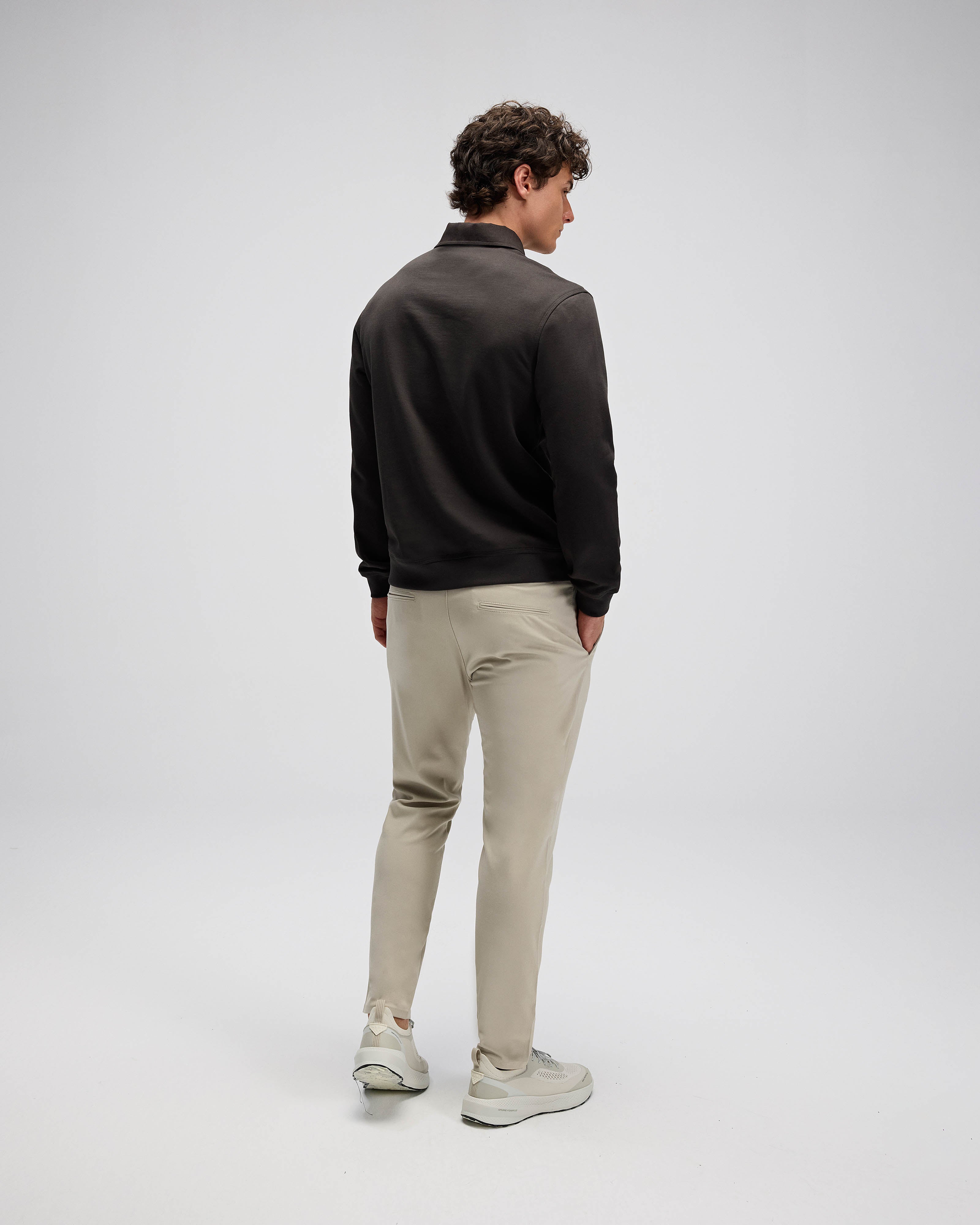 Erkek Haki Polo Yaka Sweatshirt EM607-KH