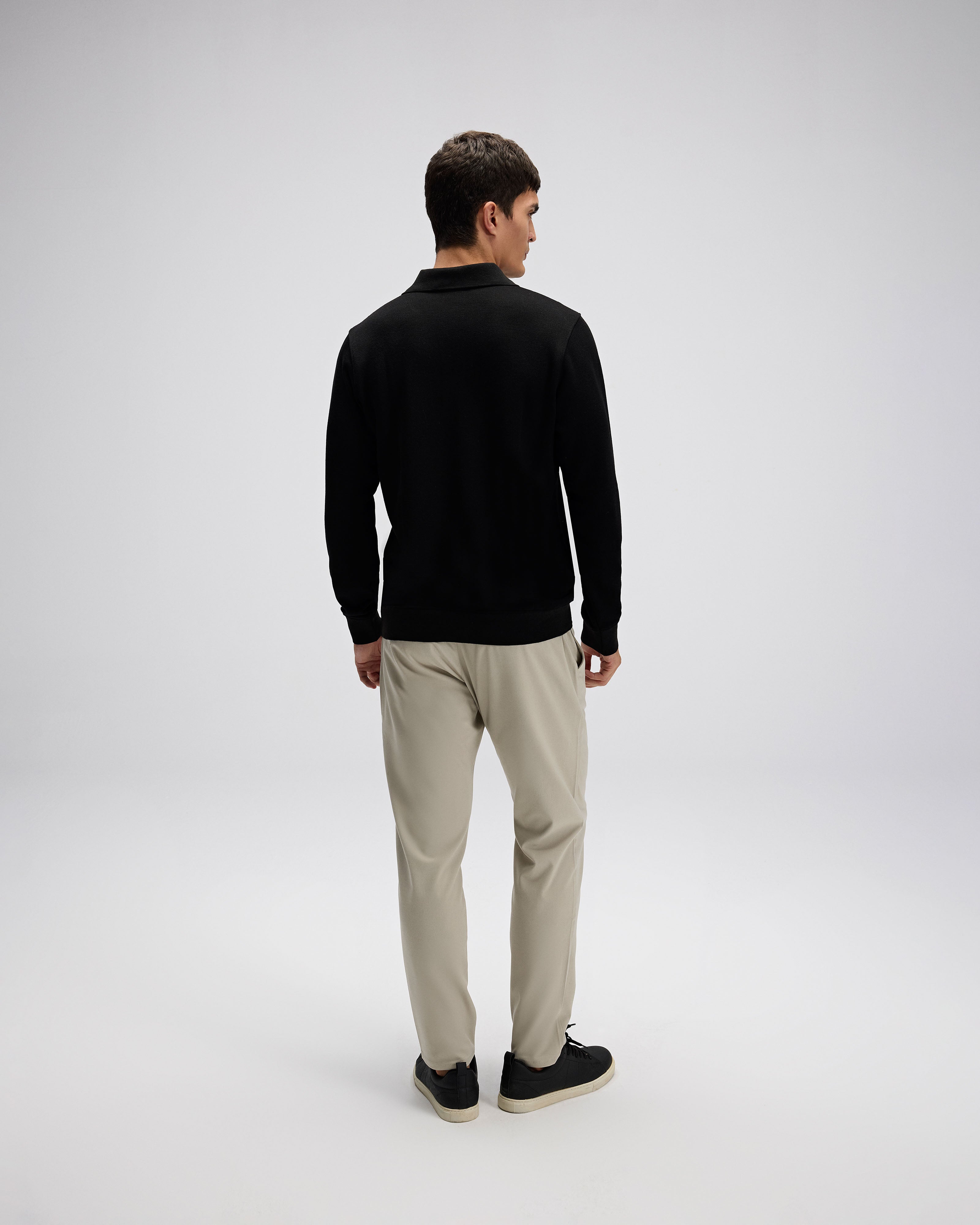 Erkek Siyah Polo Yaka Sweatshirt EM607-BK