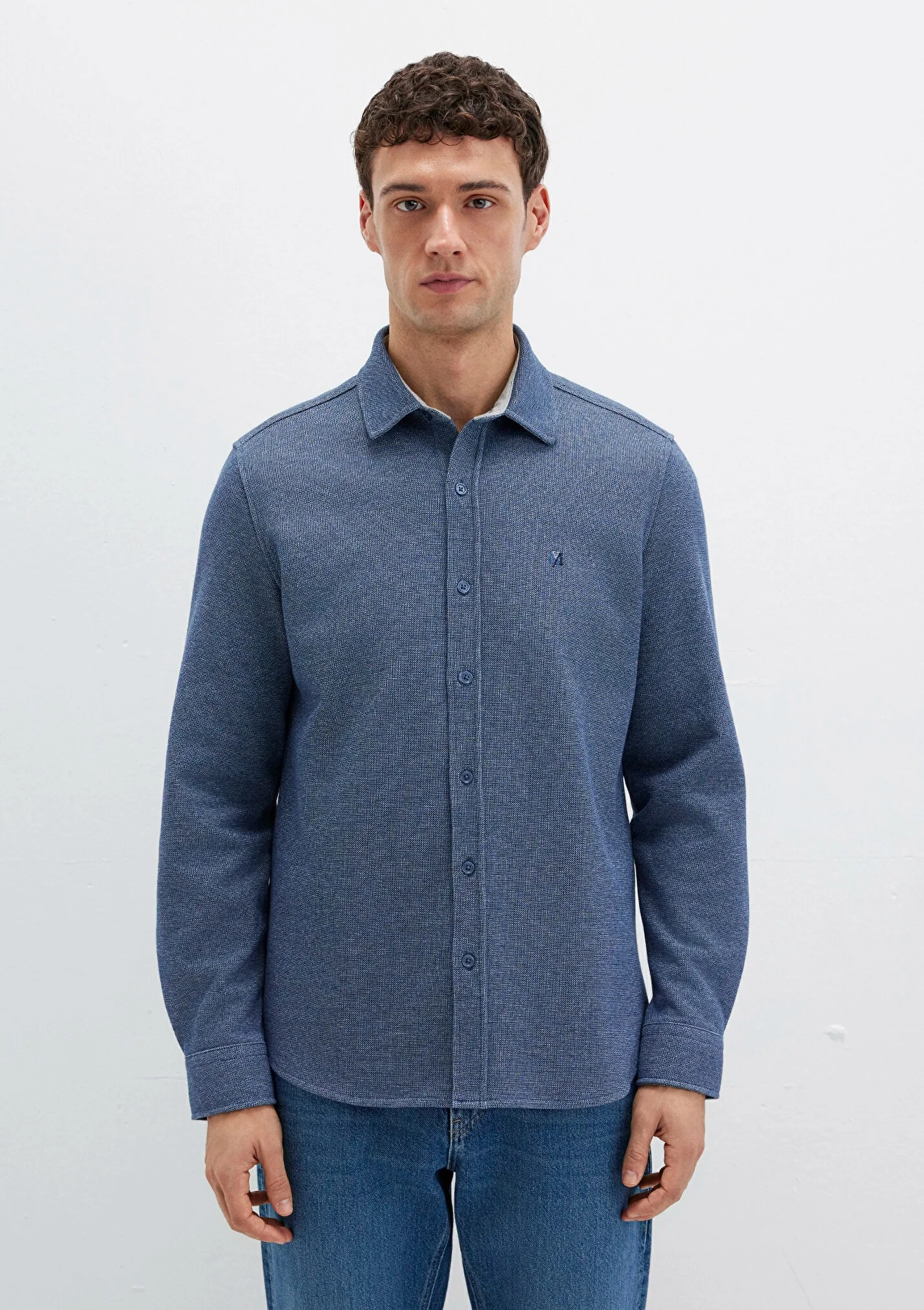 Erkek Lacivert Uzun Kol Gömlek