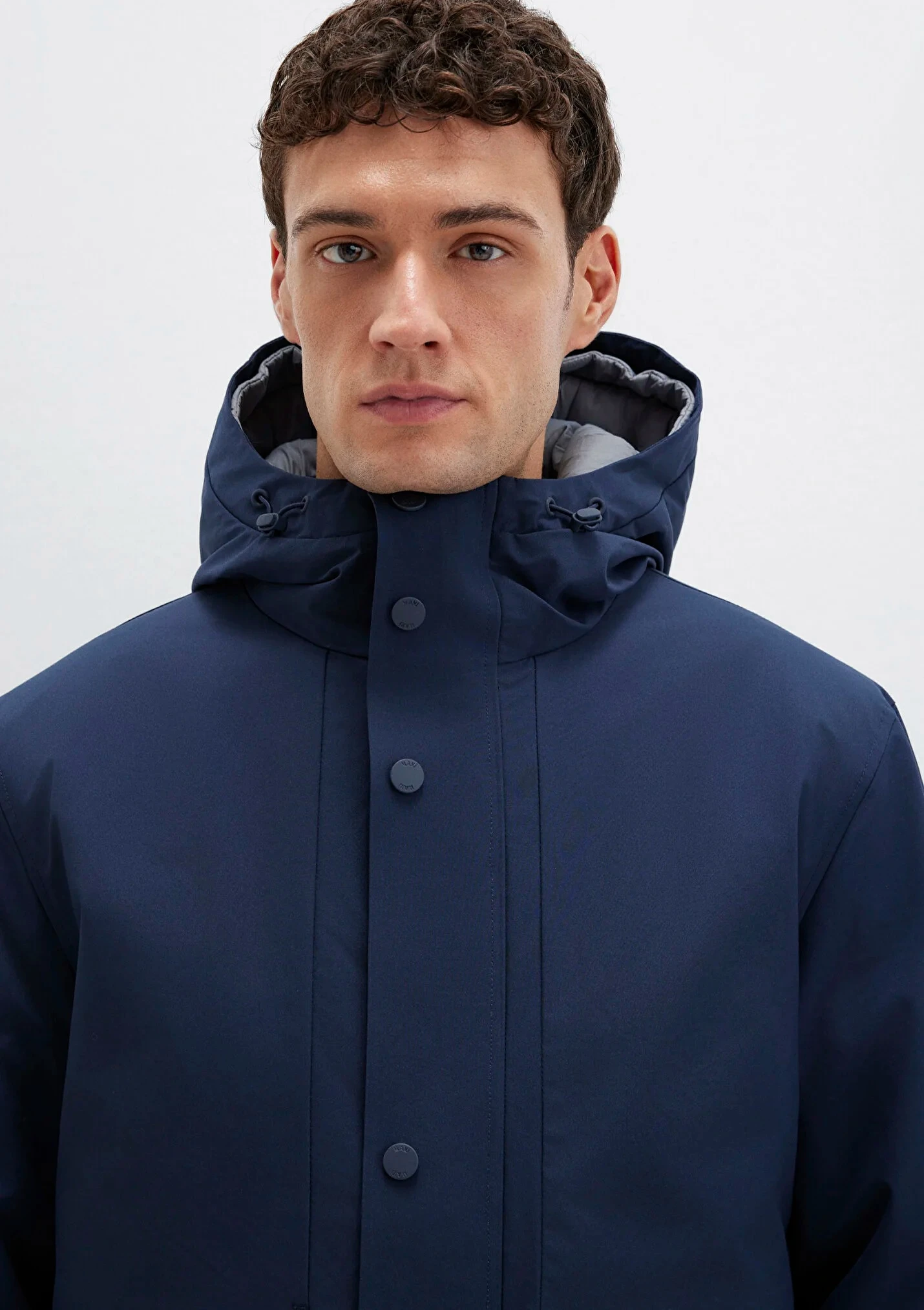 Kapüşonlu Lacivert Erkek Mont