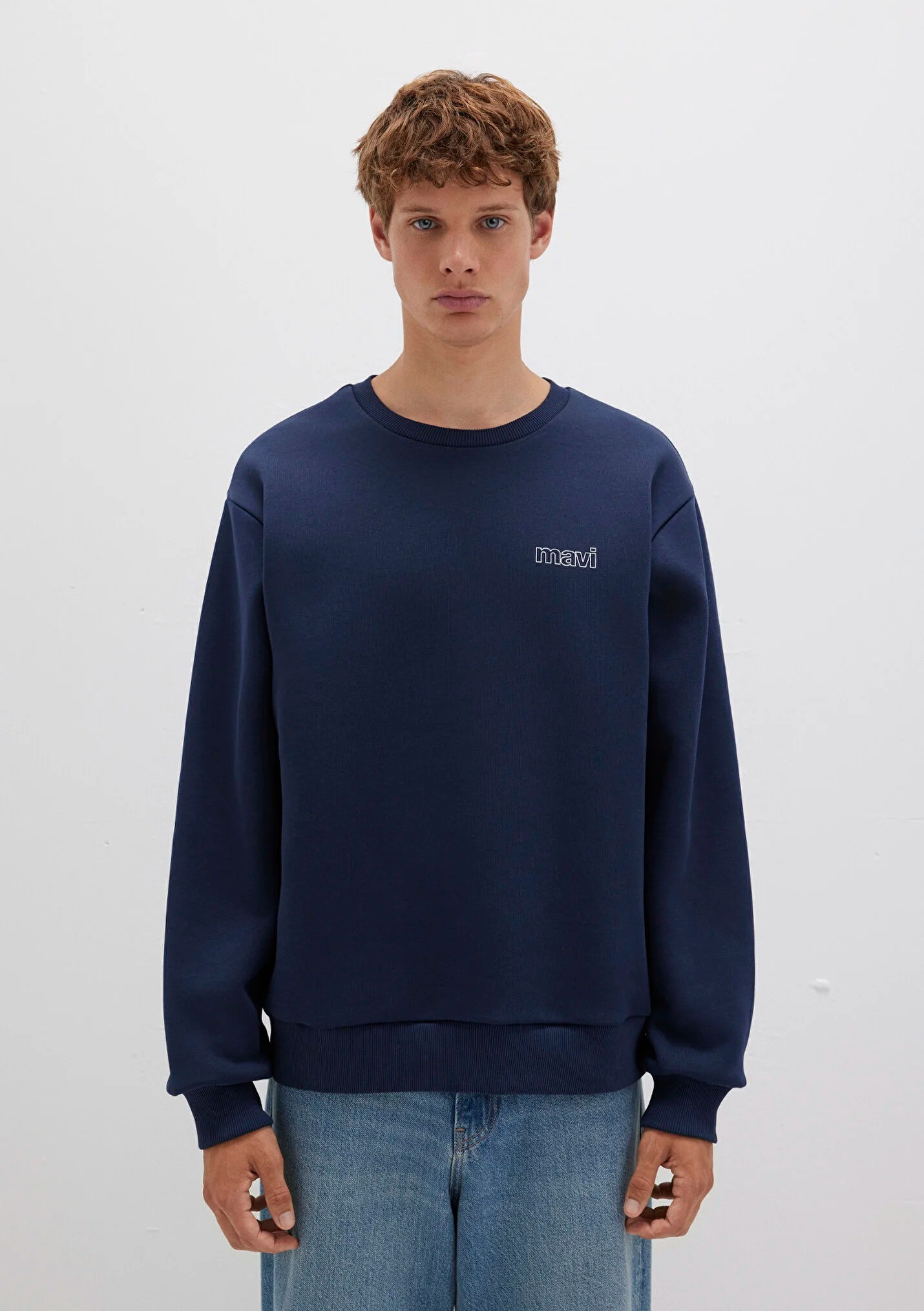 Mavi Logo Baskılı Lacivert Erkek Sweatshirt 0S10379-70488