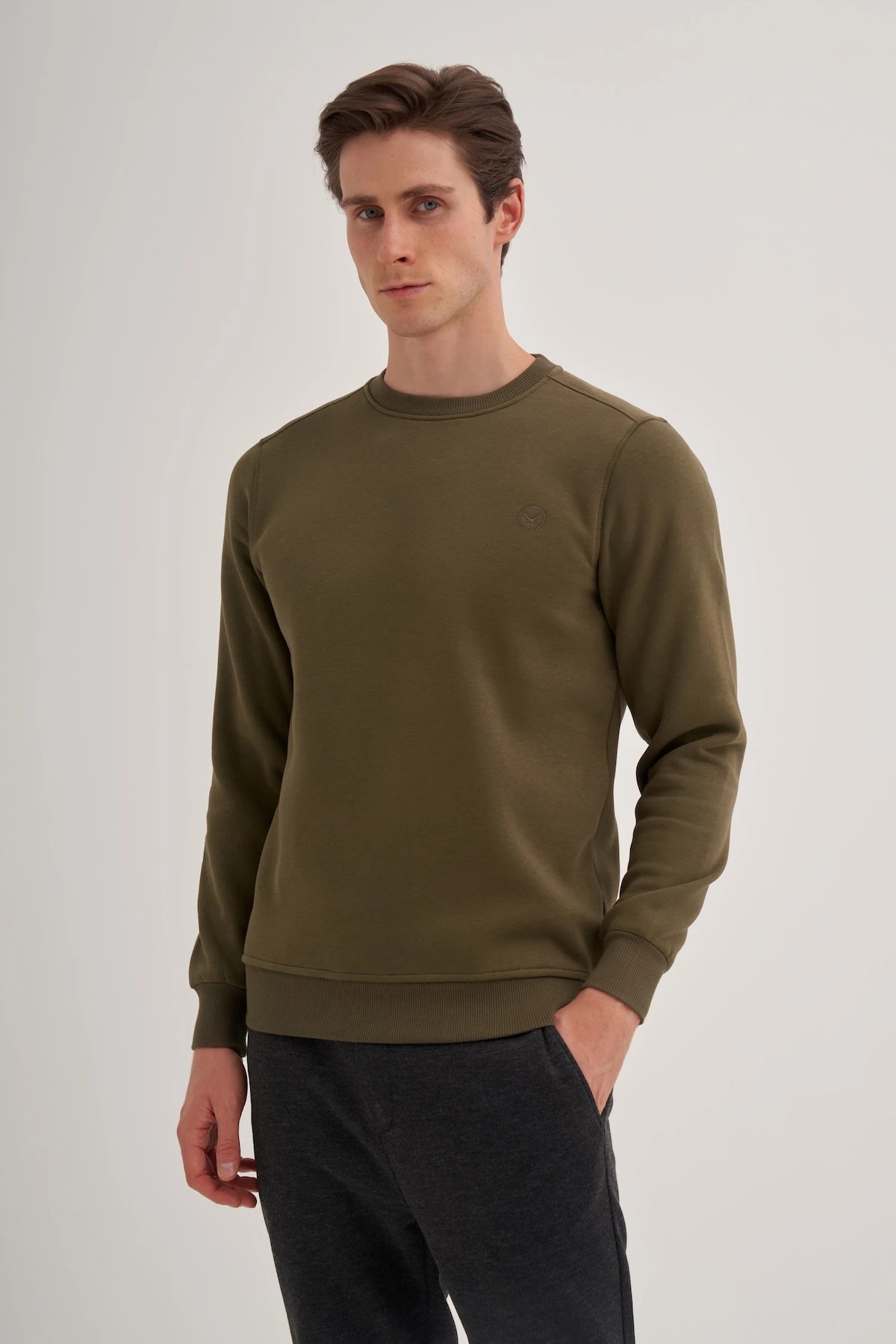 CAZ 56150 Haki Bisiklet Yaka Erkek Sweatshirt