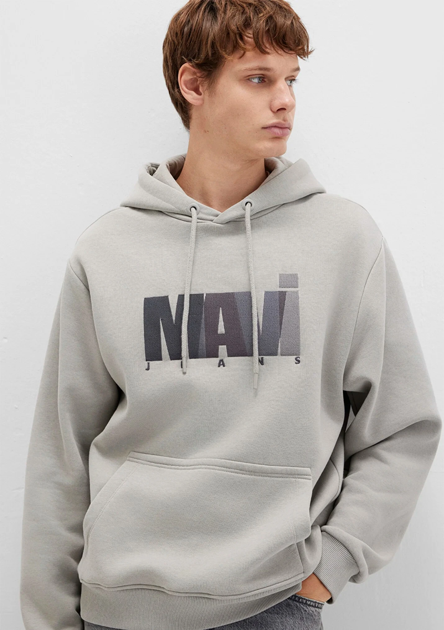 Logo Baskılı Gri Erkek Sweatshirt 