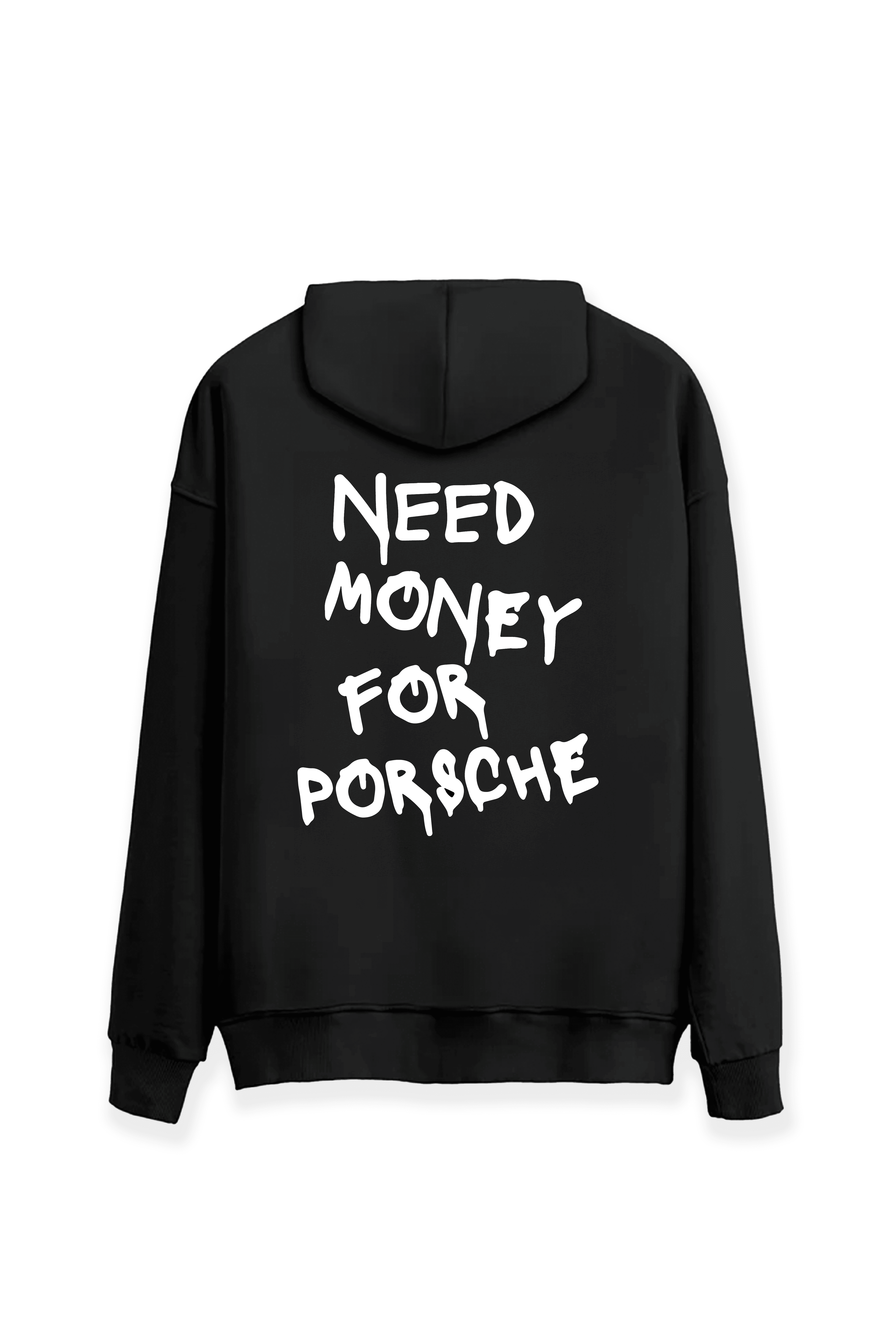 Uppstaırs Need Money Baskılı Oversize Hoodie - SİYAH