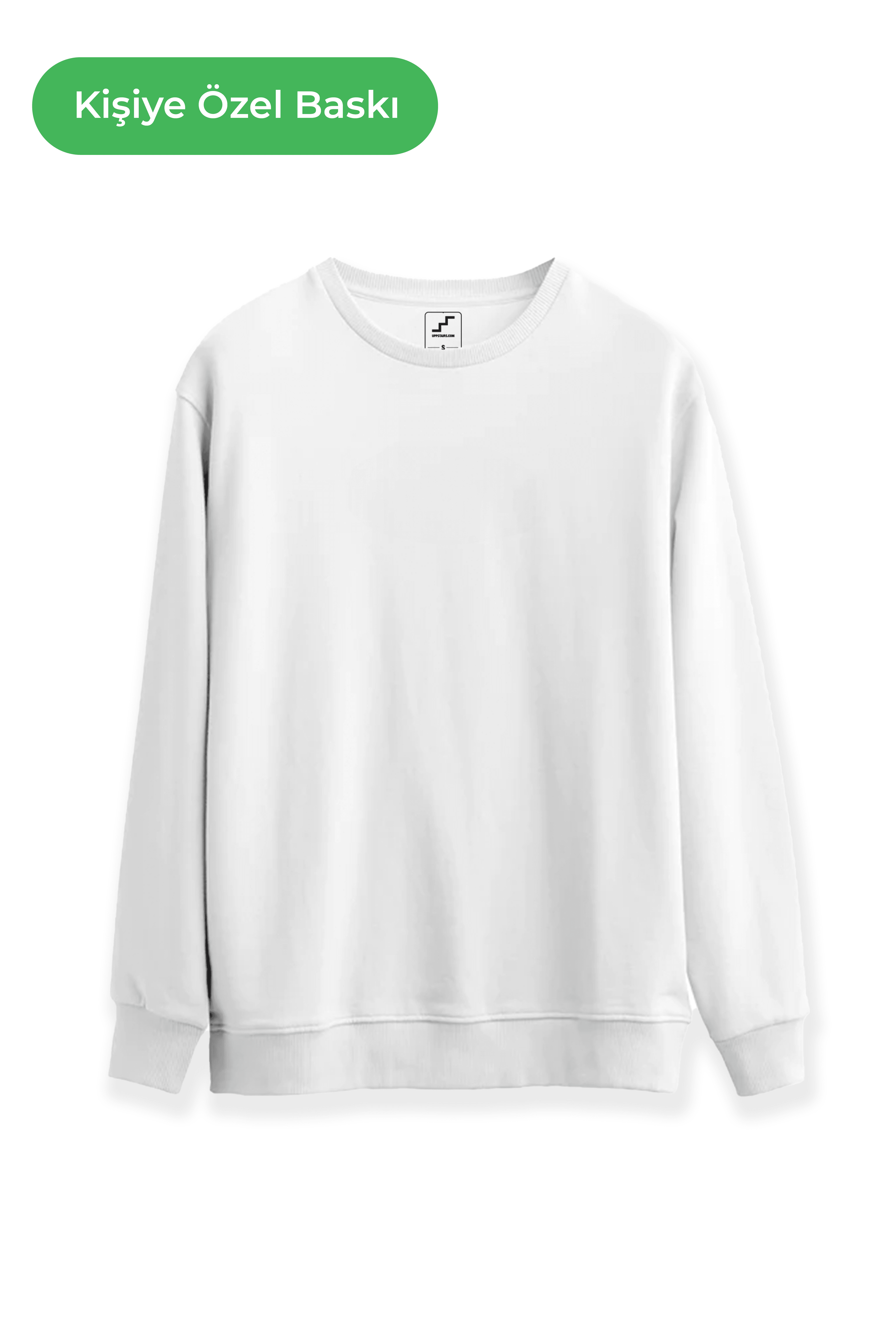 UppStairs Beyaz Basic Regular Sweatshirt