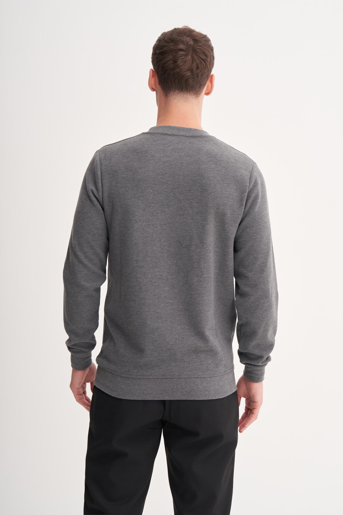 Selanik Örgü Bisiklet Yaka Erkek Antrasit Sweatshirt CAZ 56400