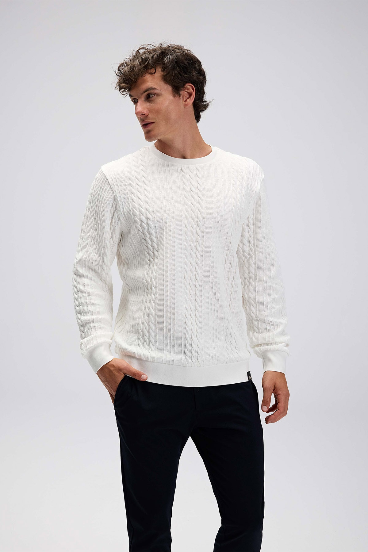 Erkek Beyaz Sweatshirt EM623-OF