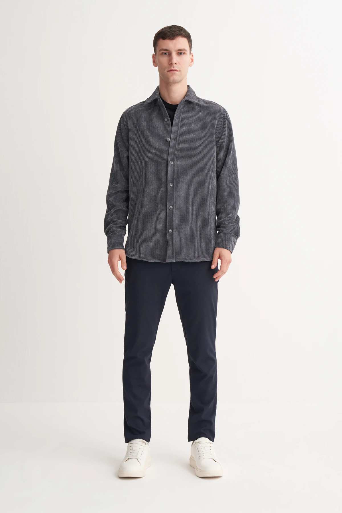 Kadife Antrasit Erkek Gömlek CAZ 23035