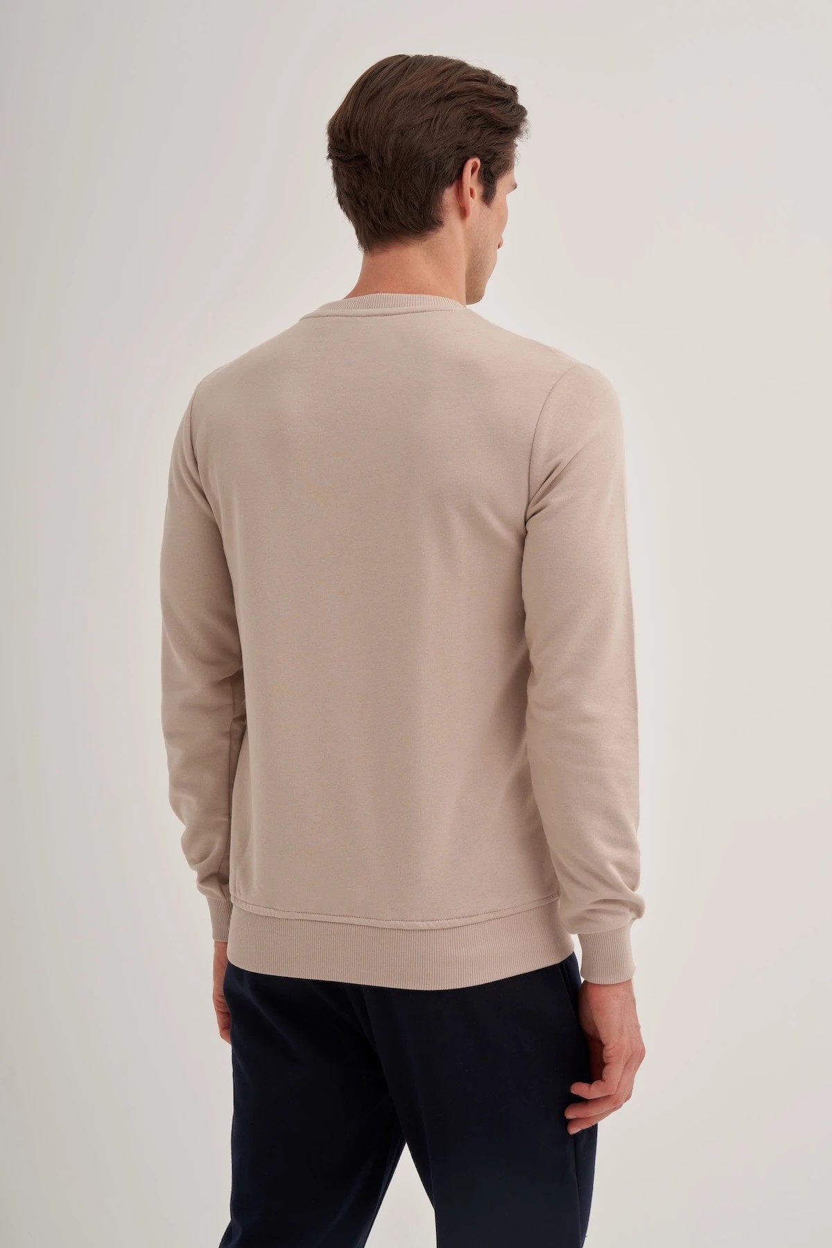 CAZ 56100 Bej Bisiklet Yaka Erkek Sweatshirt