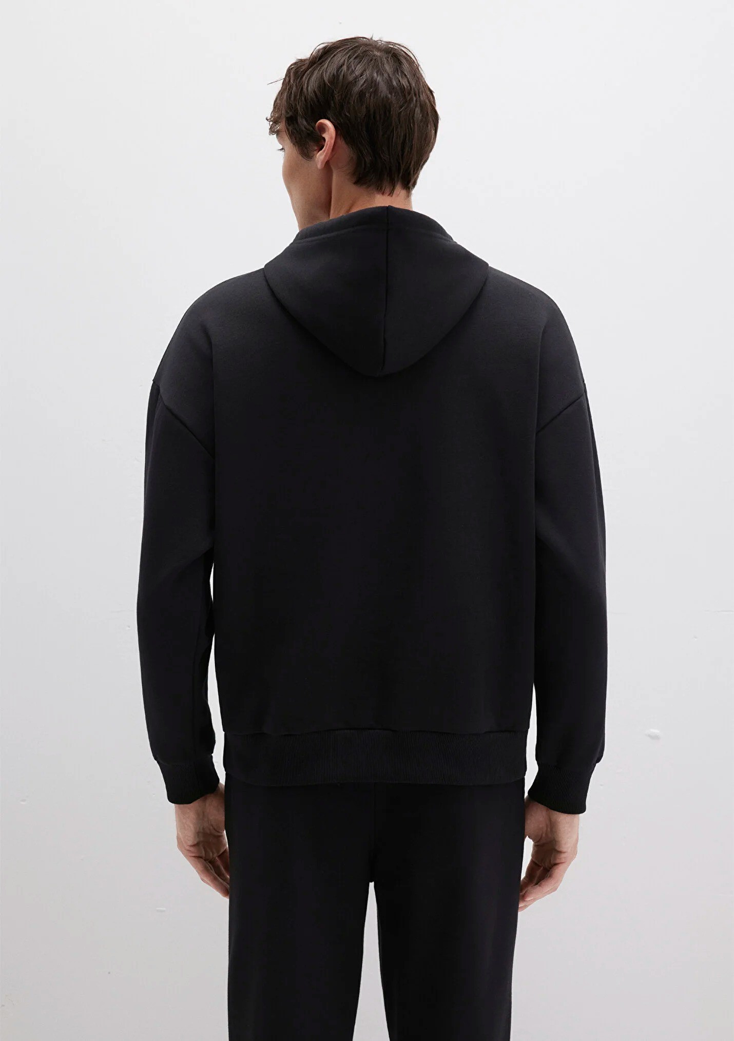 Logo Baskılı Kapüşonlu Siyah Erkek Sweatshirt 067149-902