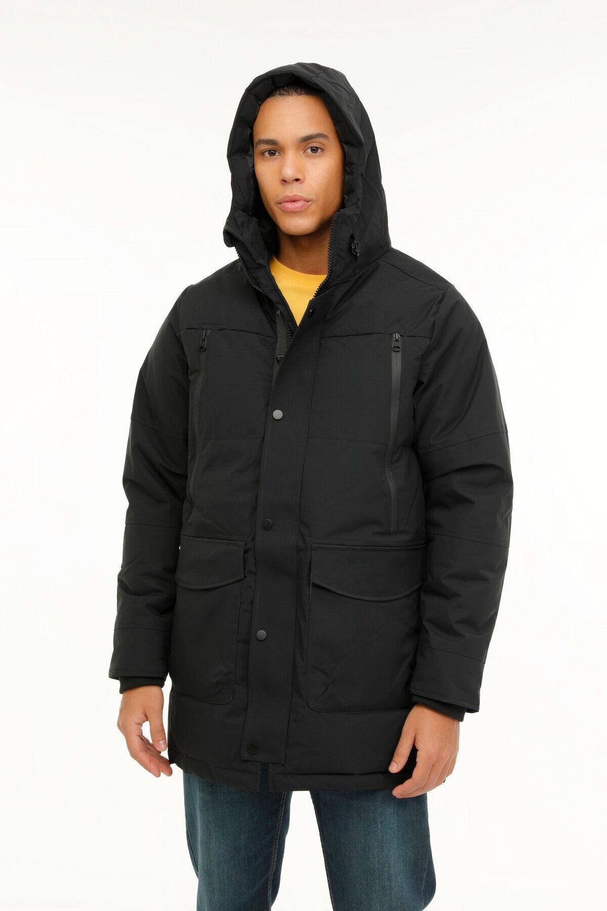 Lumberjack M-ADLERS LONG COAT 4PR Siyah Erkek Uzun Kaban