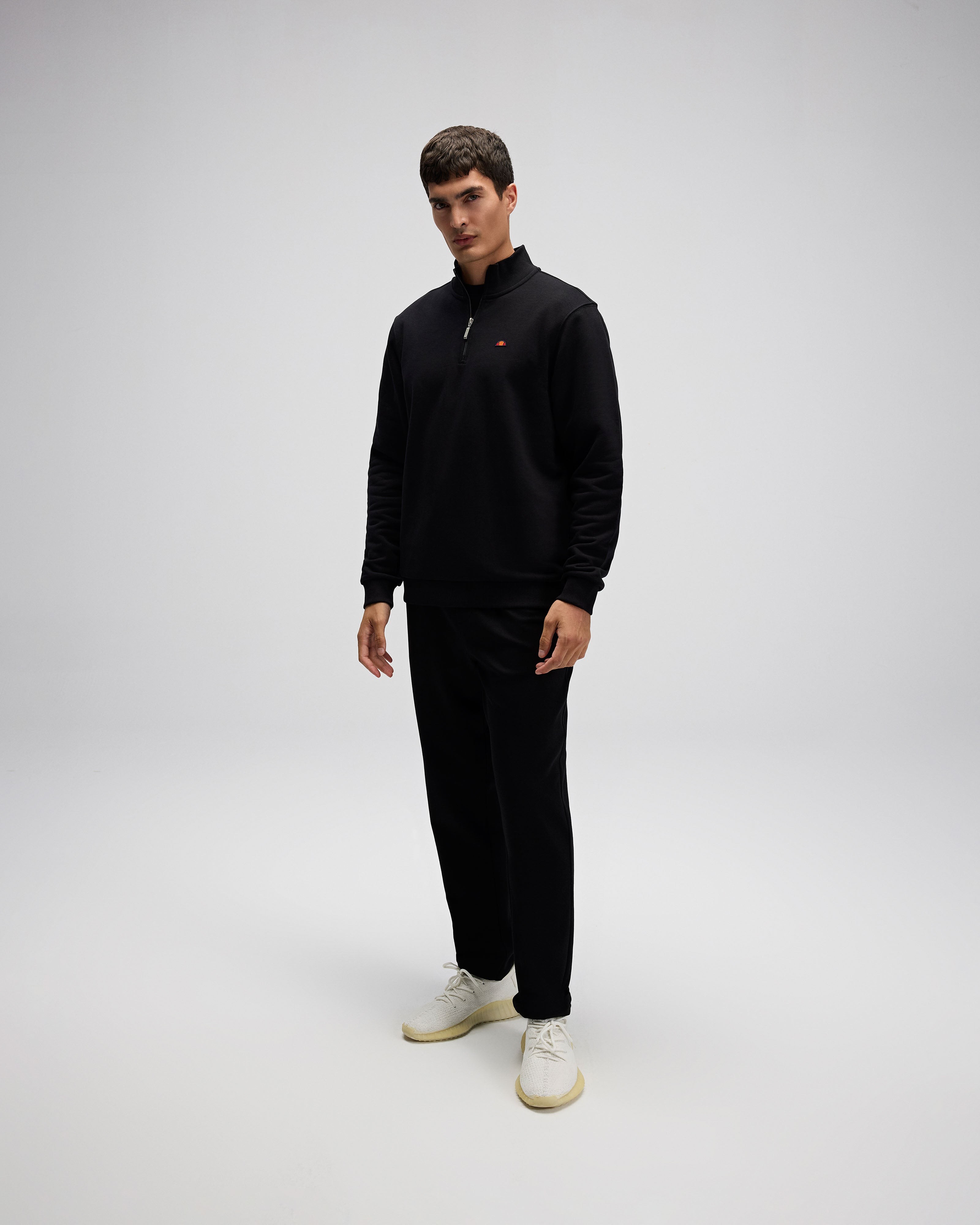 Siyah Erkek Yarım Fermuarlı Sweatshirt EM580-BK