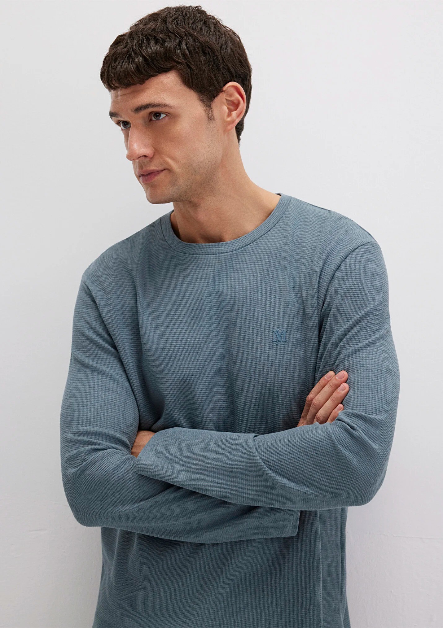 Uzun Kol Erkek Gri Basic Sweatshirt 065755-80889