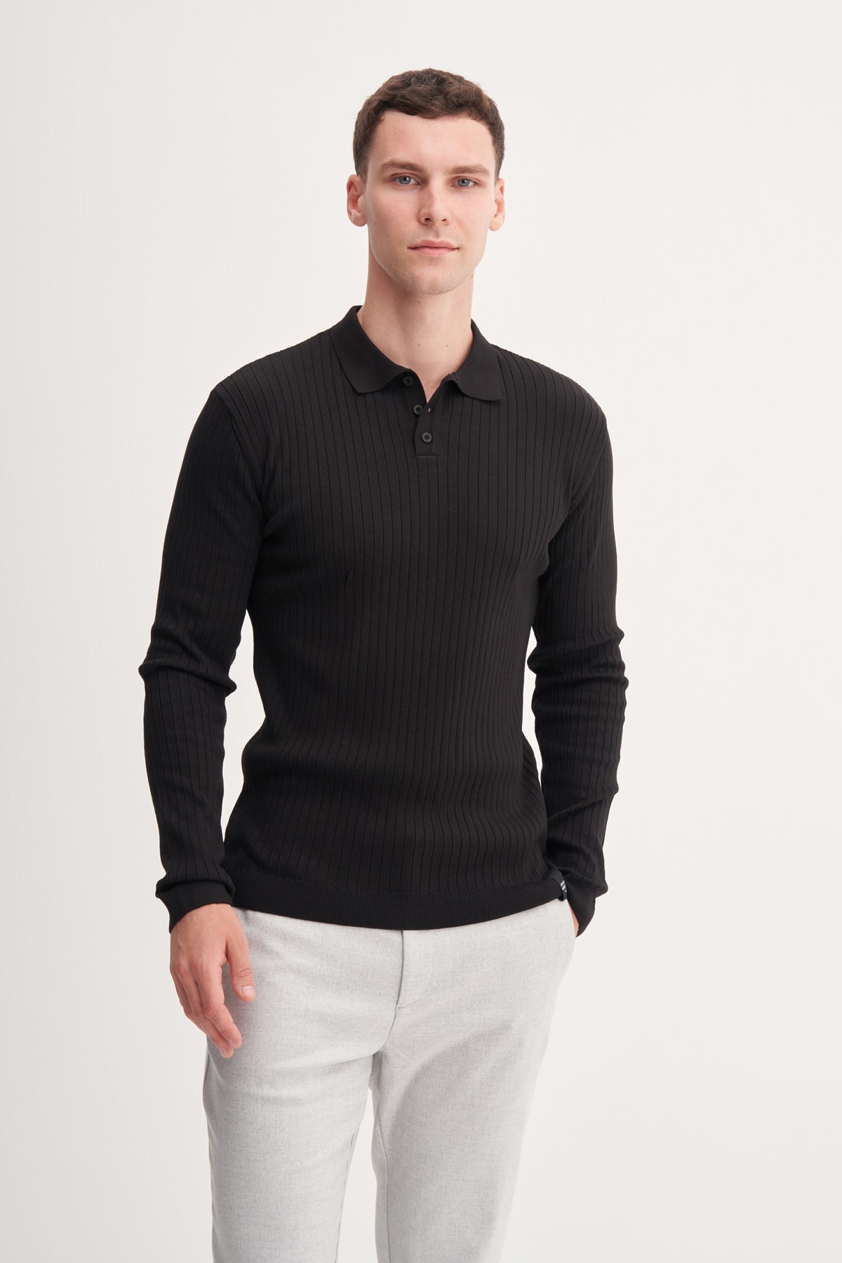Premium Polo Yaka Erkek Siyah Kazak CAZ 33210