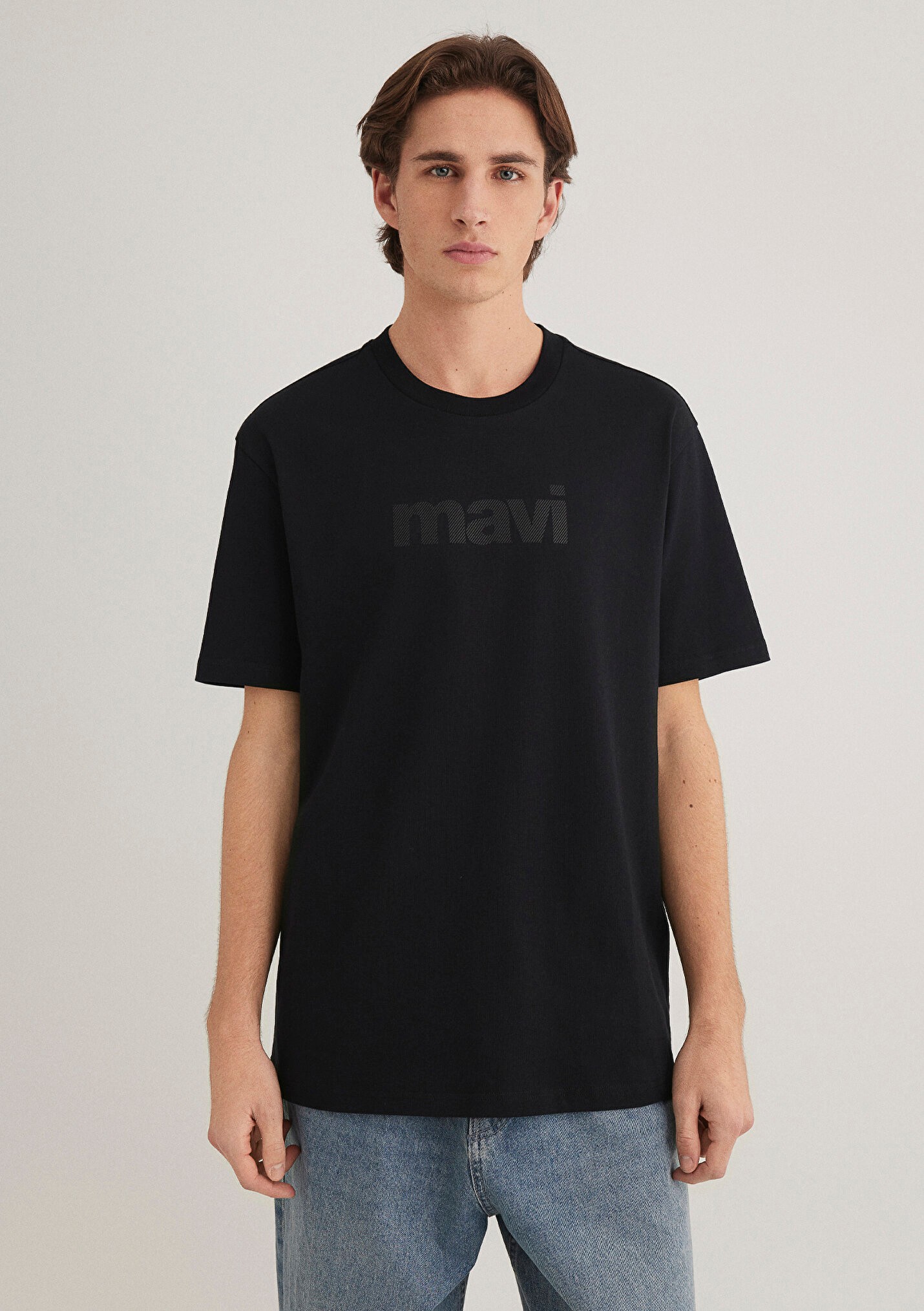 Mavi Logo Baskılı Siyah Erkek Tişört 0611807-900
