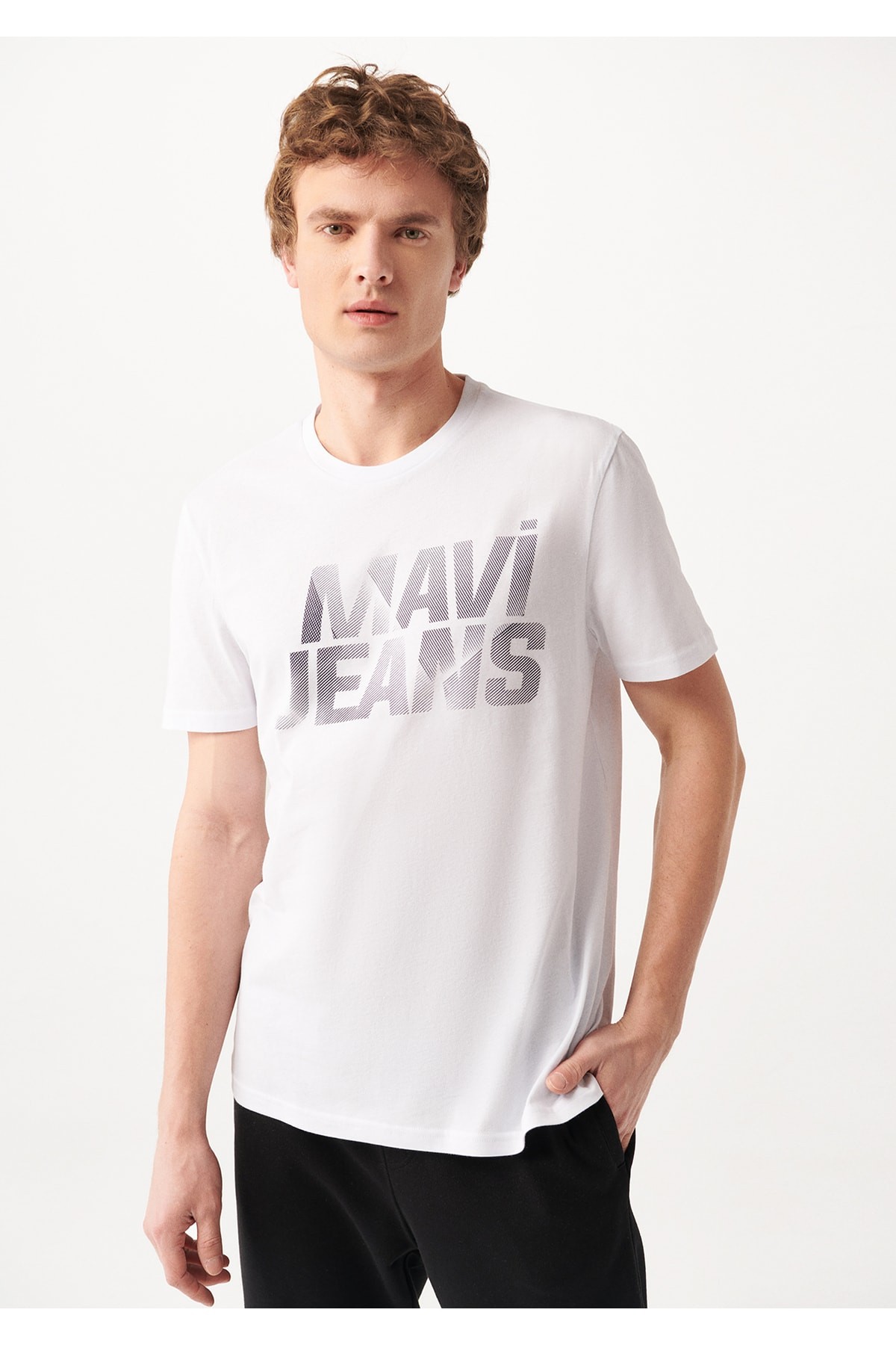 Mavi Mavi Logo Baskılı Tişört Beyaz