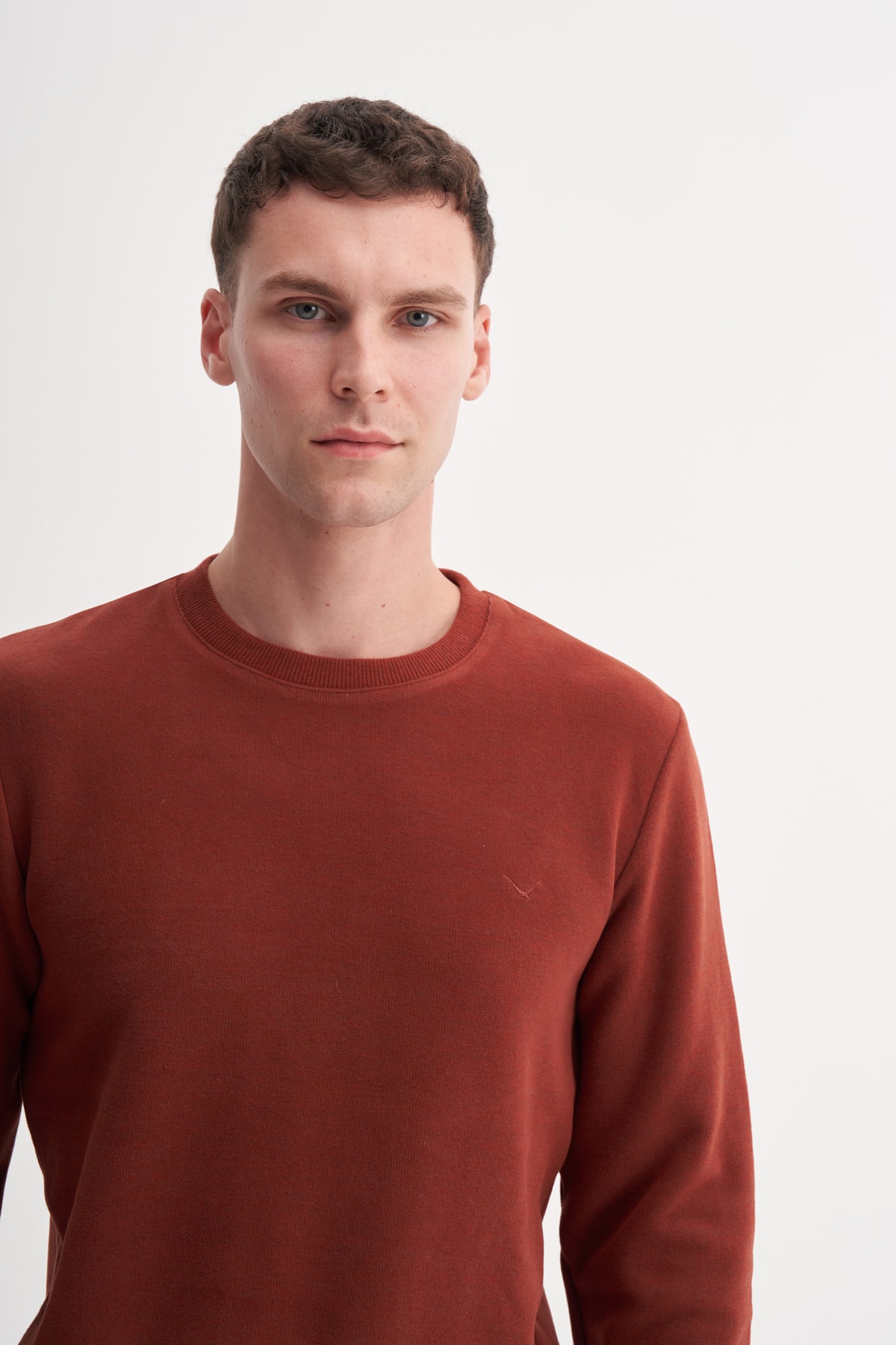 Selanik Örgü Bisiklet Yaka Erkek Kiremit Sweatshirt CAZ 56400