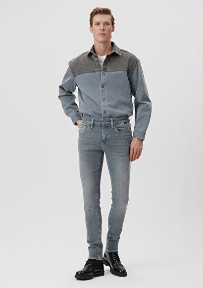 KVNÇ Gri Mavi Black 90S Jean Erkek Pantolon 001070-83703
