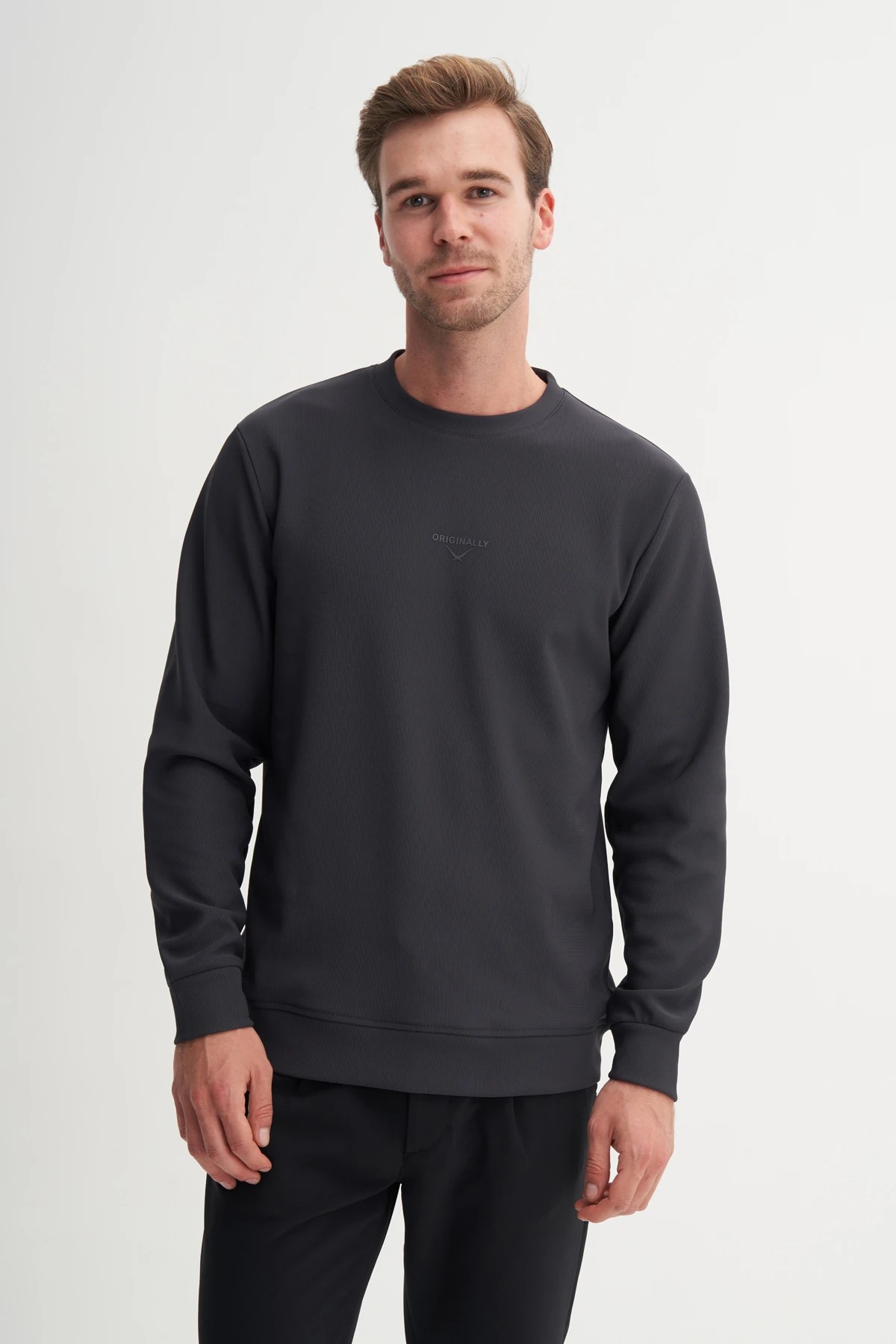 CAZ 51520 Bisiklet Yaka Antrasit Erkek Sweatshirt