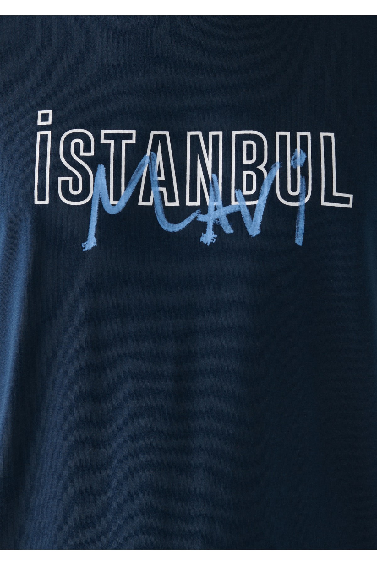 Mavi İstanbul Baskılı Tişört Gece Lacivert
